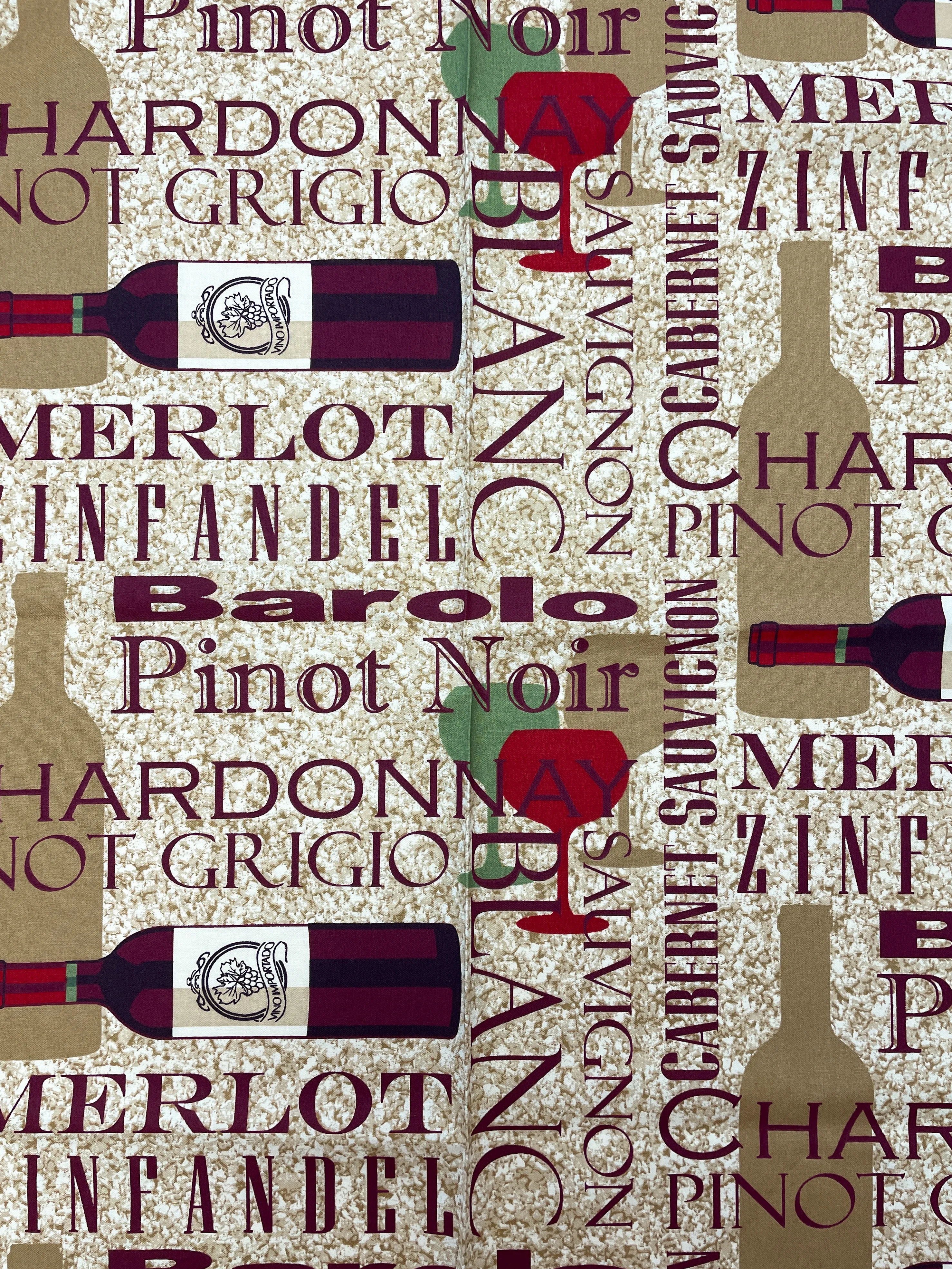 1 7/8 YD Quilting Cotton - Wine Names