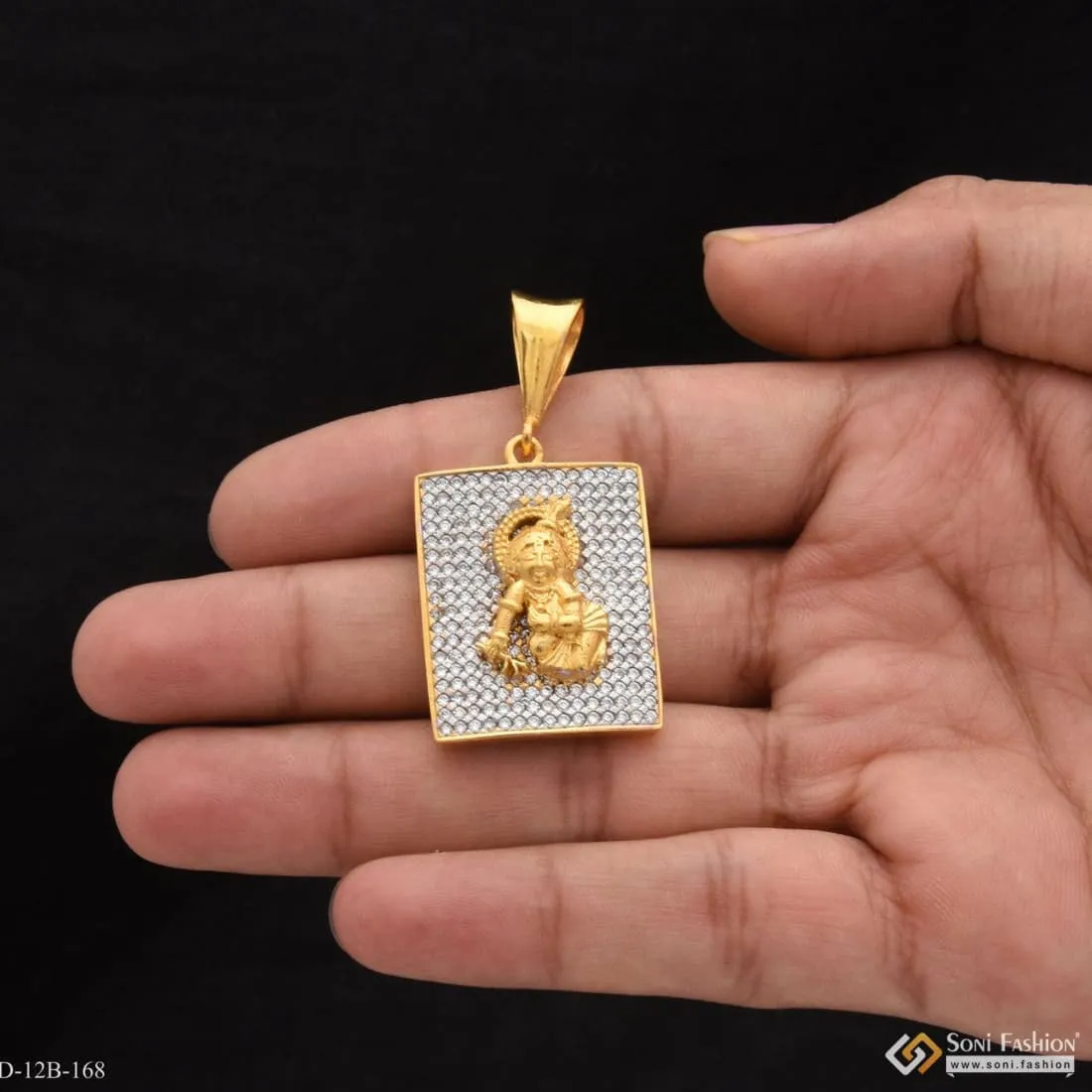 1 Gram Gold Forming Krishna with Diamond Best Quality Pendant for Men - Style B168