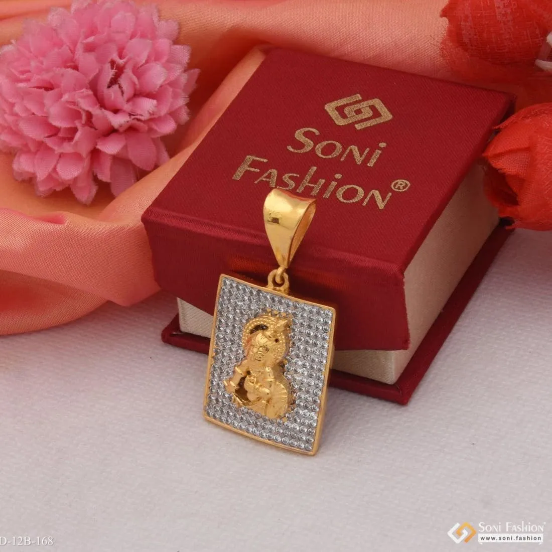 1 Gram Gold Forming Krishna with Diamond Best Quality Pendant for Men - Style B168