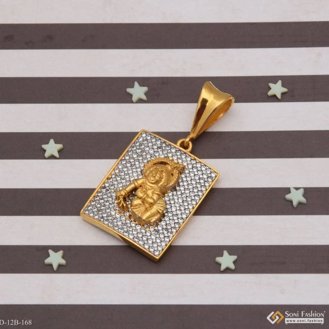 1 Gram Gold Forming Krishna with Diamond Best Quality Pendant for Men - Style B168