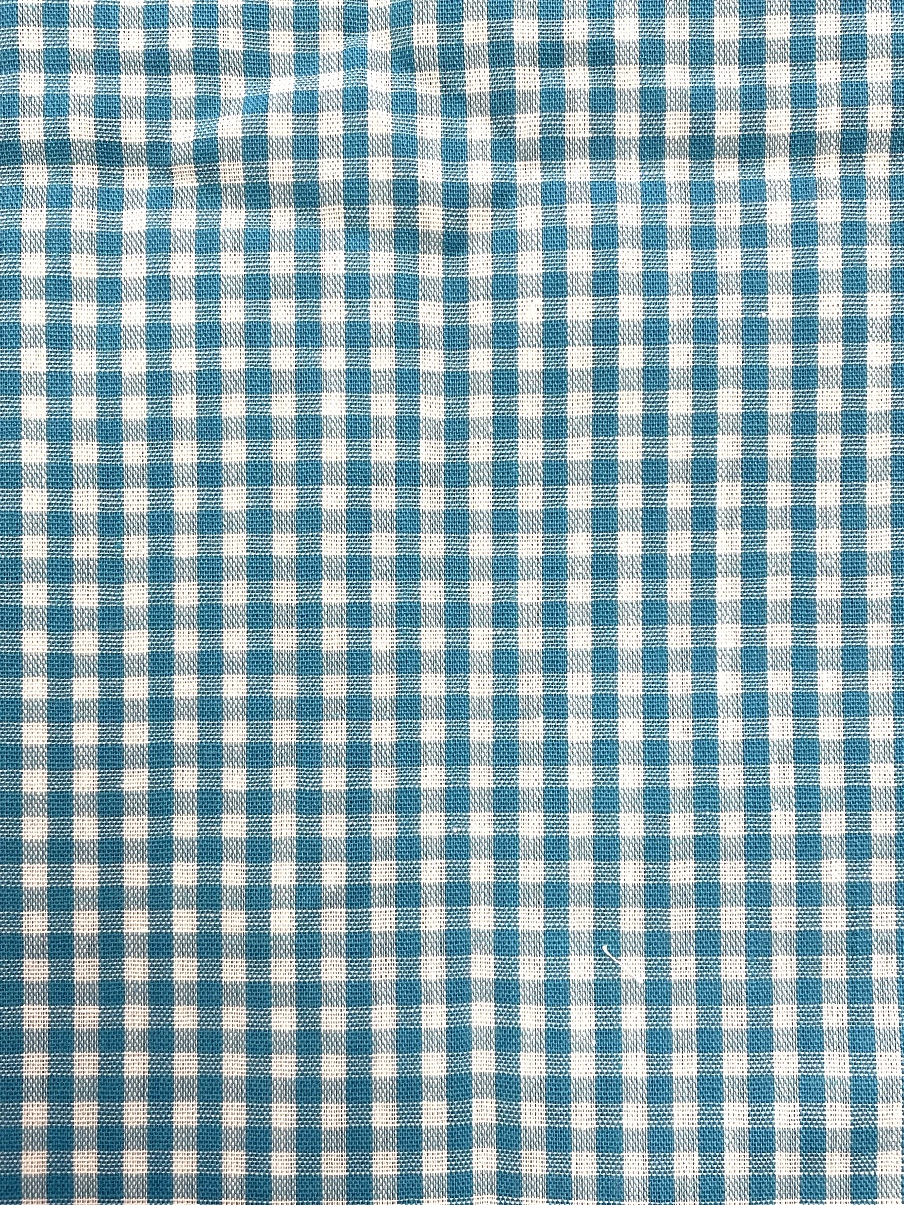 1  YD Poly/Cotton Yarn-Dyed Gingham - Turquoise and White