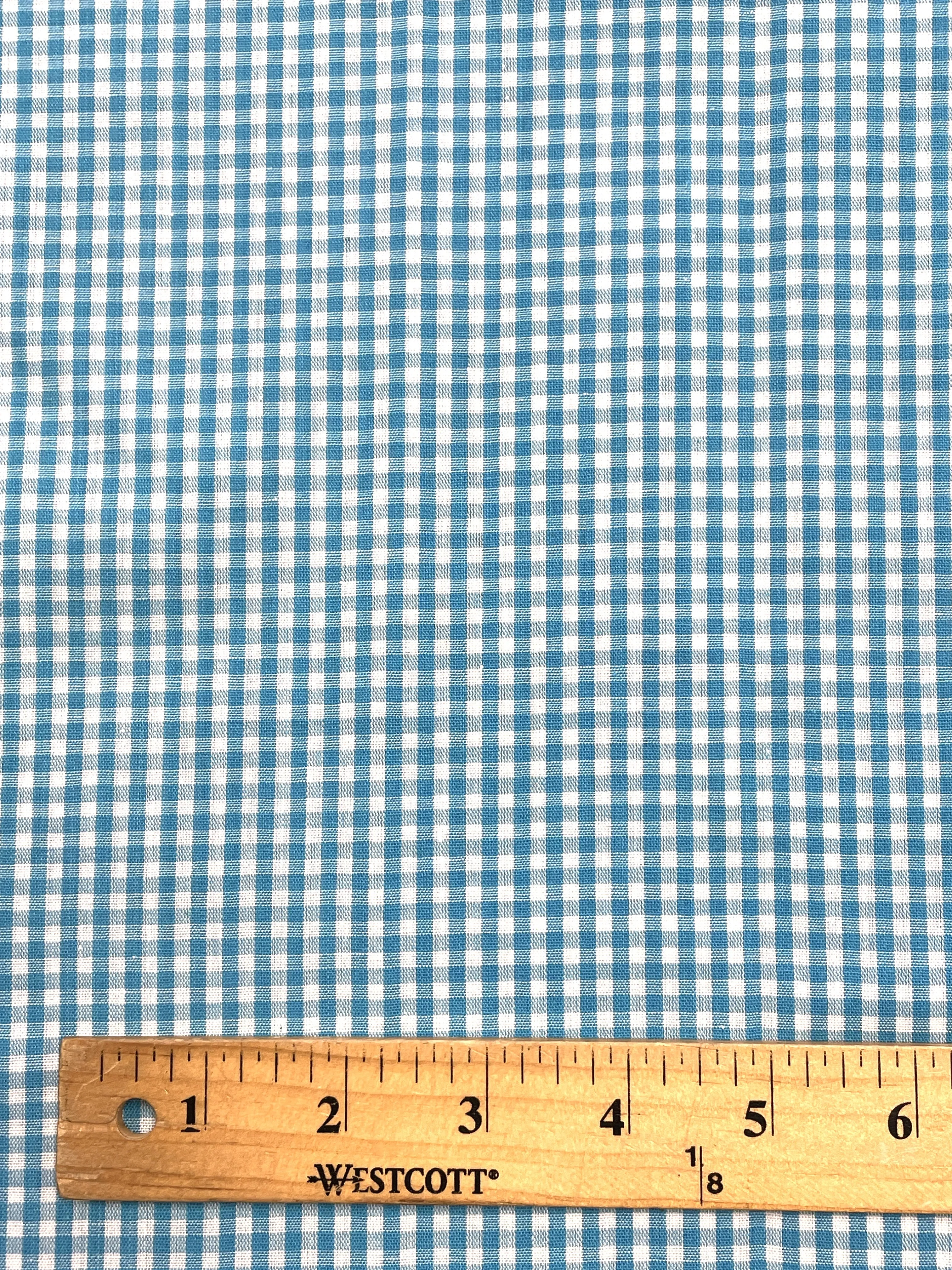 1  YD Poly/Cotton Yarn-Dyed Gingham - Turquoise and White