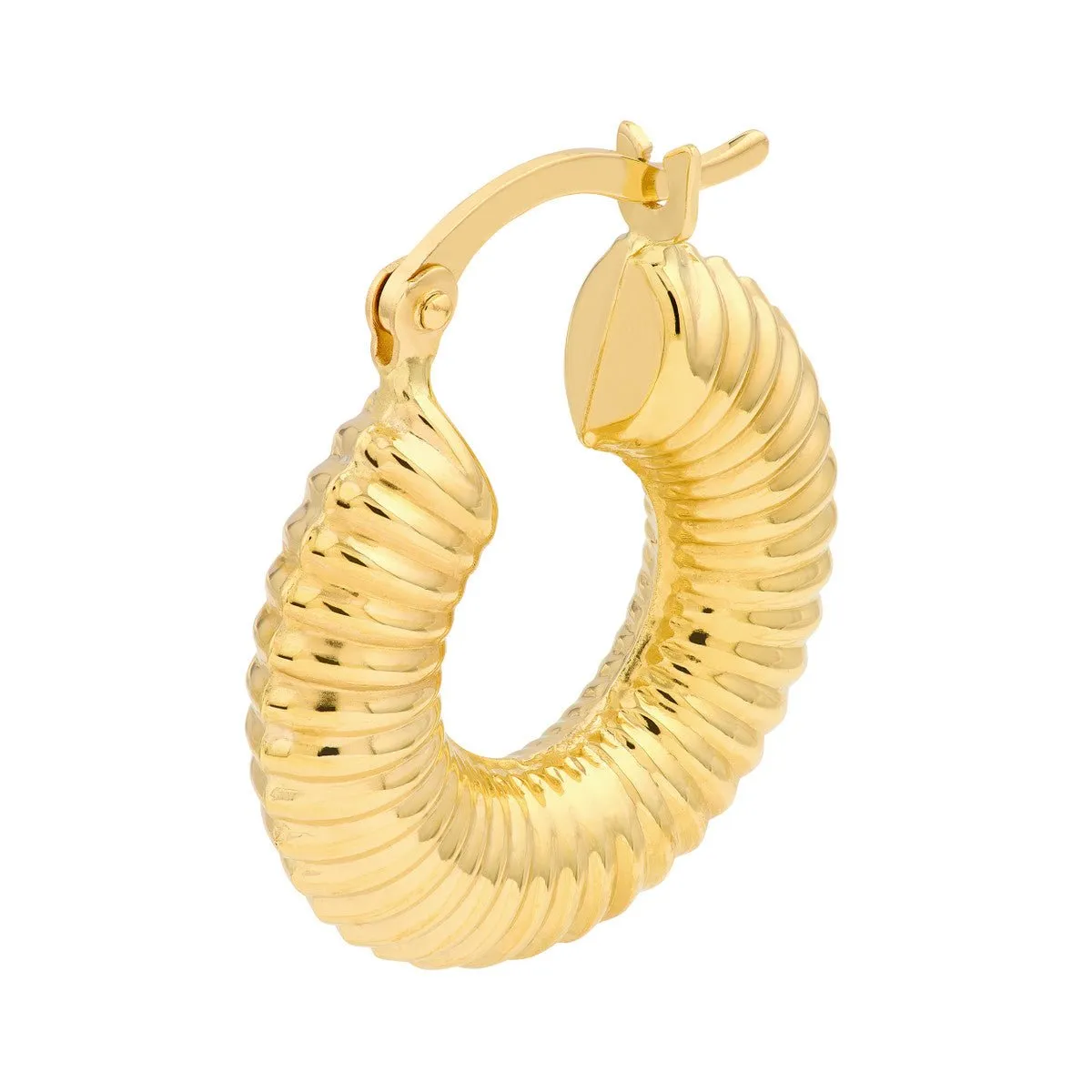 14K Yellow Gold Textured Round Hoop Earrings