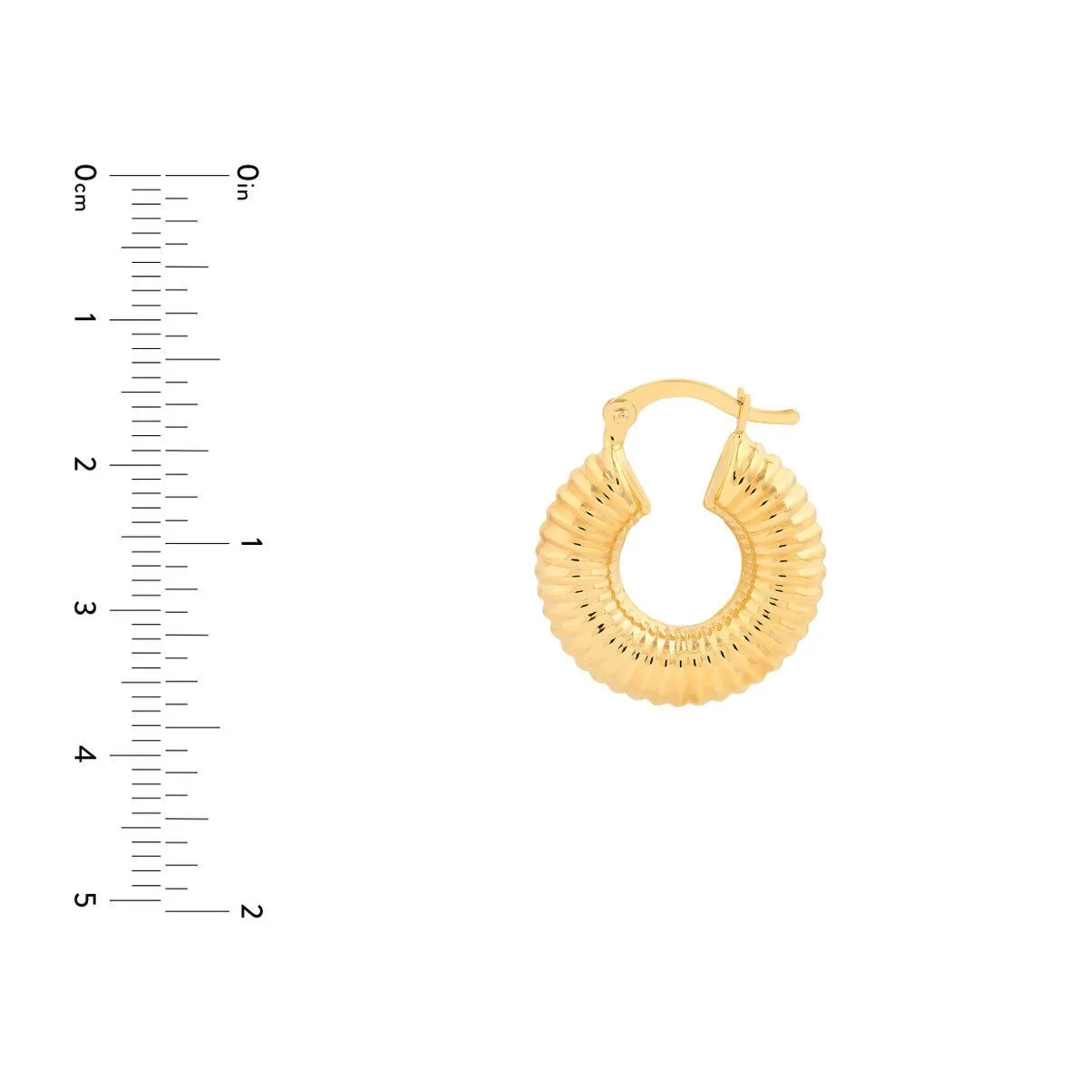 14K Yellow Gold Textured Round Hoop Earrings