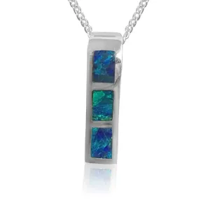 14kt White Gold Opal inlay pendant