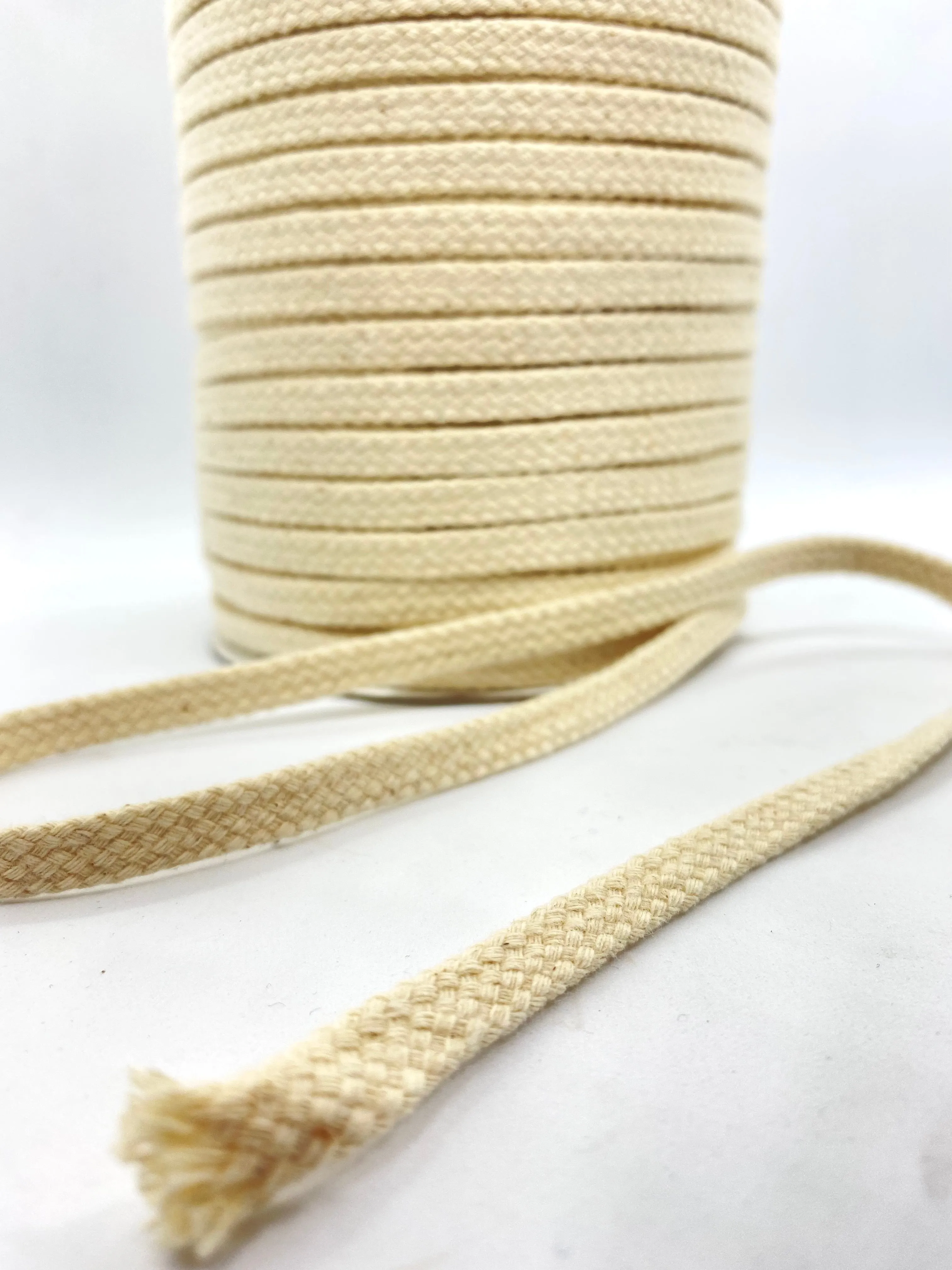 1/4" White Flat Cotton Cord