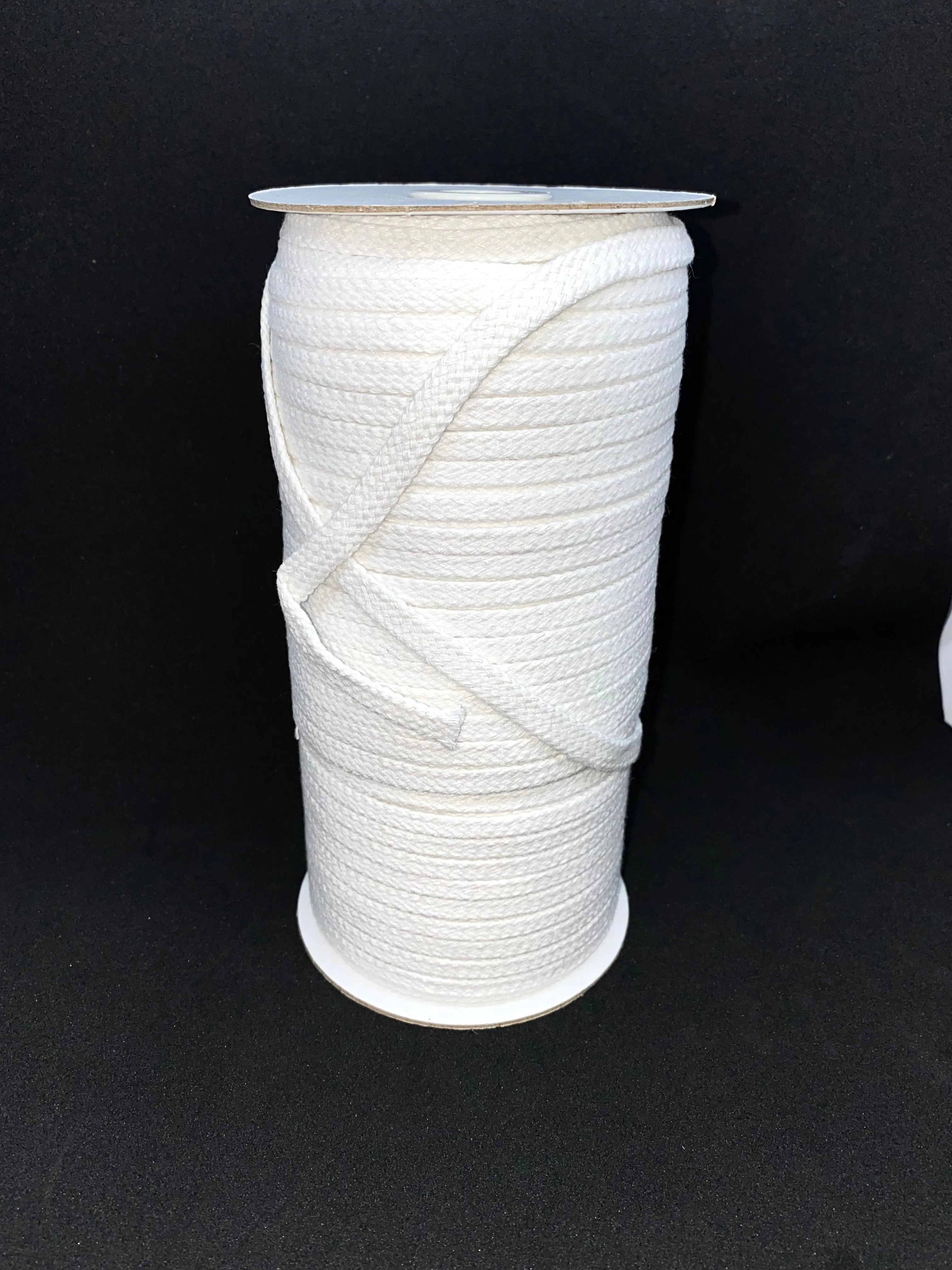 1/4" White Flat Cotton Cord