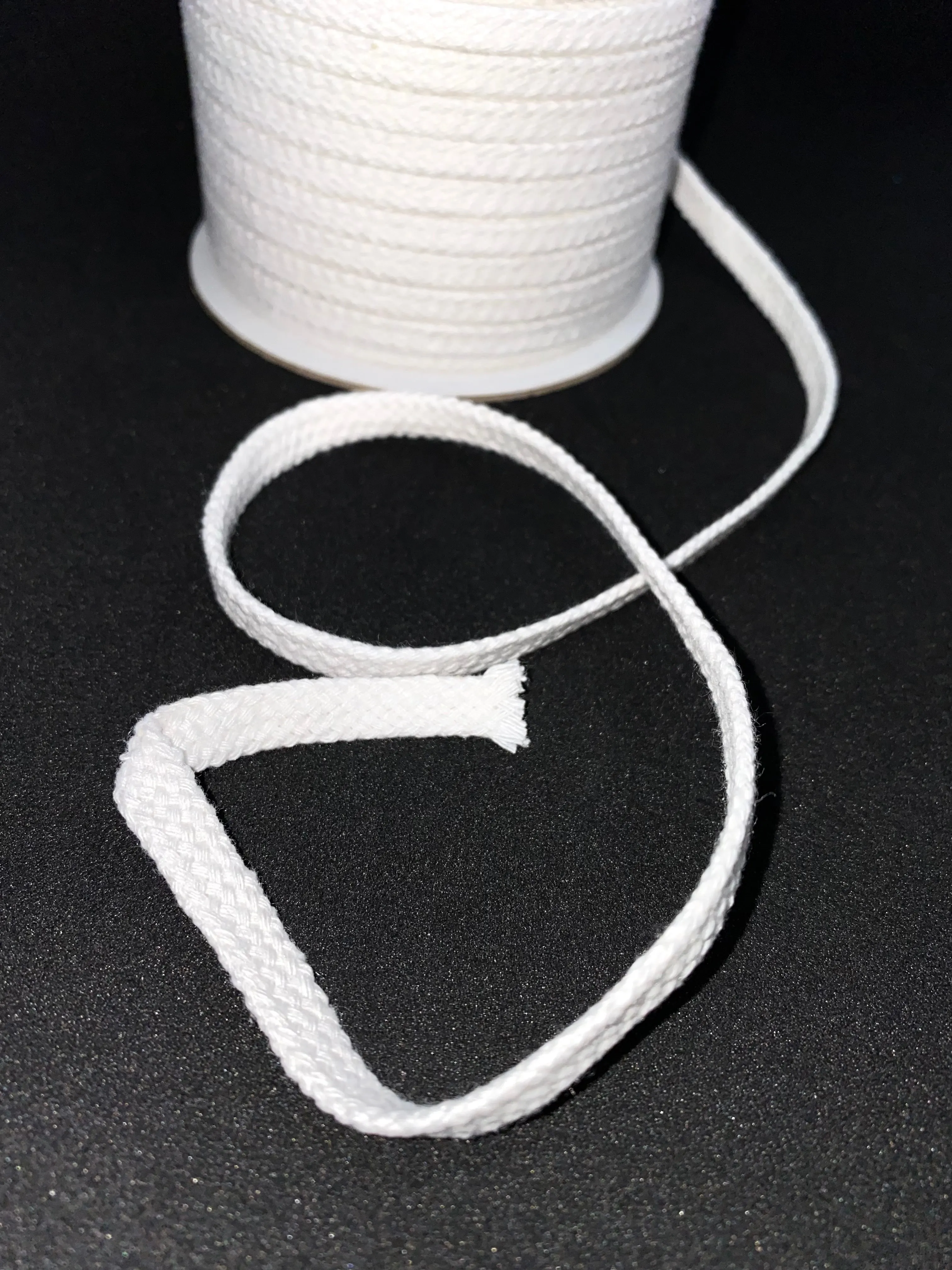 1/4" White Flat Cotton Cord