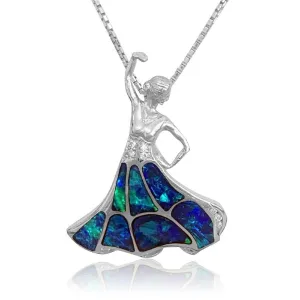 18kt White Gold Spanish Dancer Opal inlay pendant