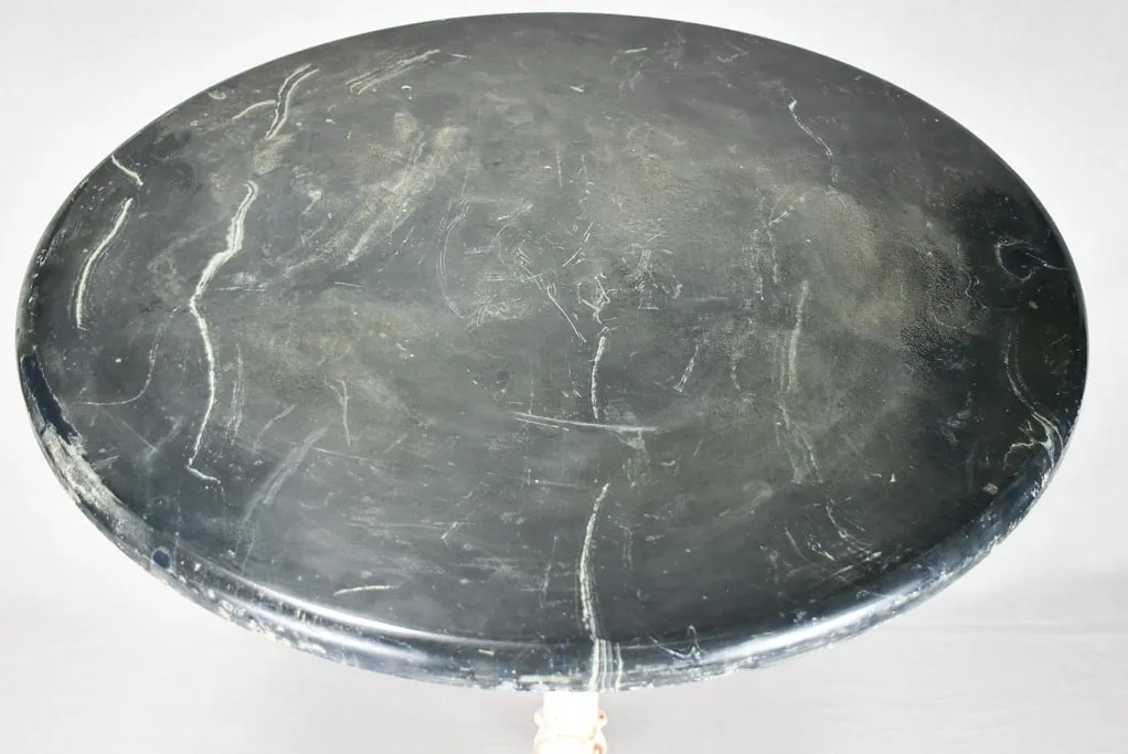 19th-century French garden table with black marble 26½" diameter