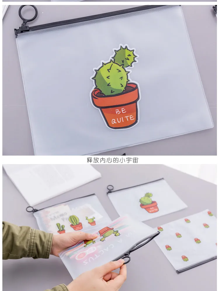 1pcs Simple Transparent Cartoon Cactus Pencil Case Kawaii Pencil Bag Office School School Supplies Stationery