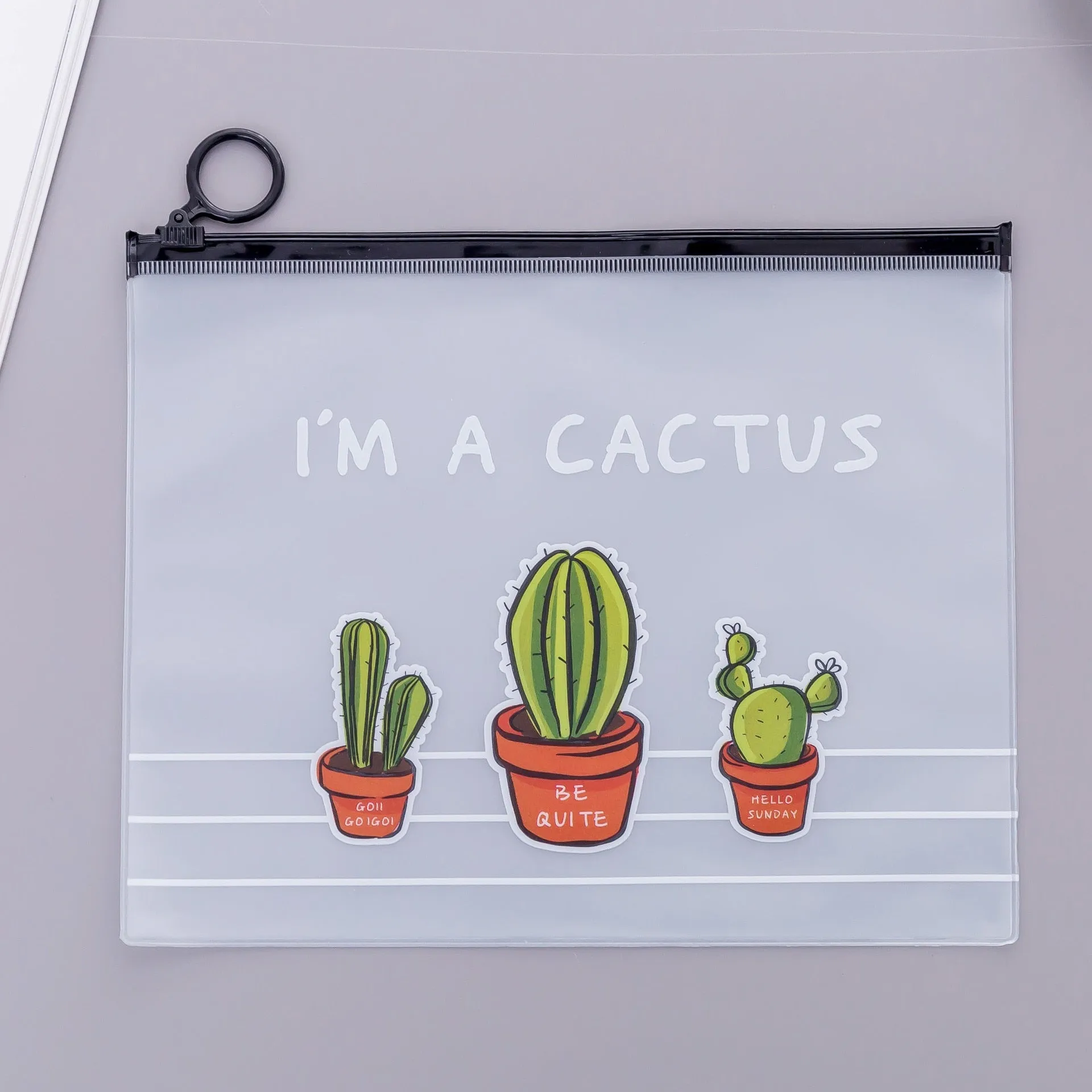 1pcs Simple Transparent Cartoon Cactus Pencil Case Kawaii Pencil Bag Office School School Supplies Stationery