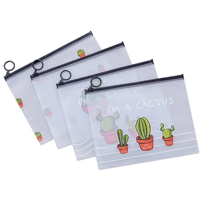 1pcs Simple Transparent Cartoon Cactus Pencil Case Kawaii Pencil Bag Office School School Supplies Stationery