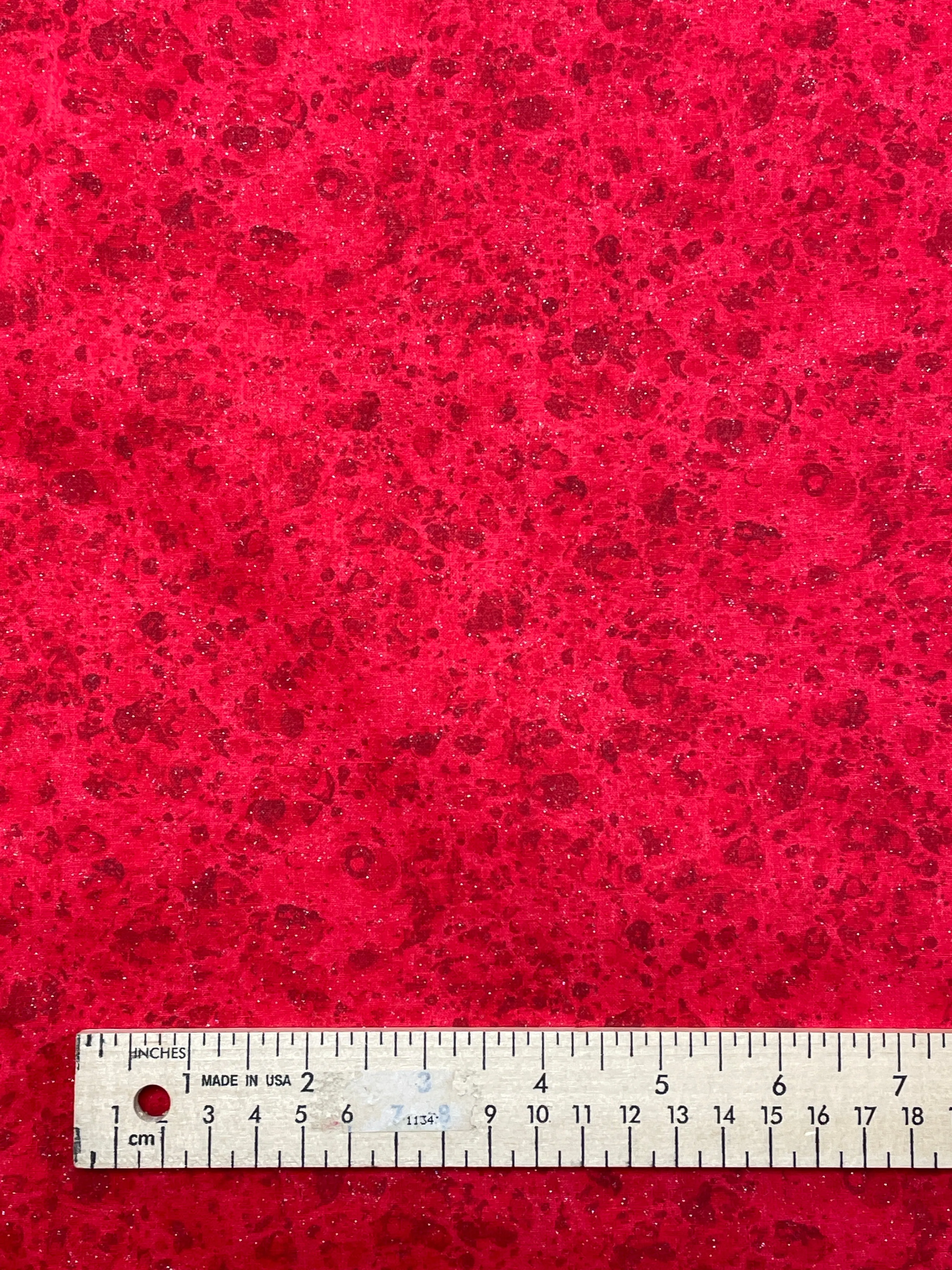 2002 1 7/8 YD Quilting Cotton - Mottled Red with Silver Glitter