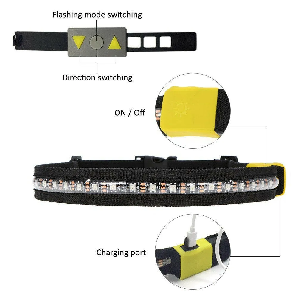 2.4G Wireless Remote Controlled LED Reflective Belt Safety Belt High Visibility for Night Running Jogging Climbing Cycling