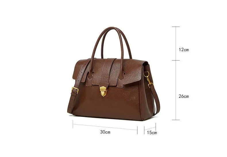 30CM Handheld Vegetable Tanning Large Capacity Tote Bag for Women 2910 dark Brown