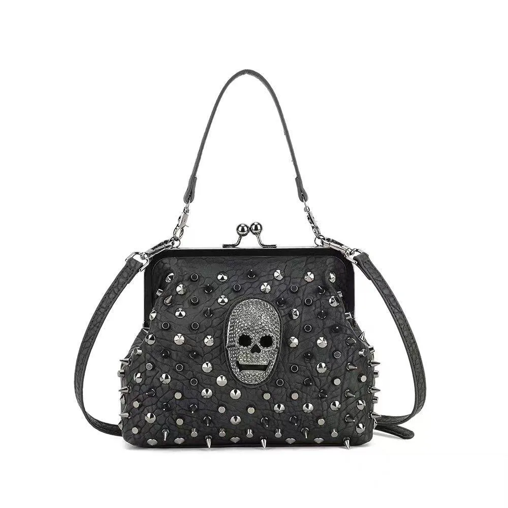 3D Skull Clutch Bag,  Studded Skull Evening Bag , Skull Clutch Bag