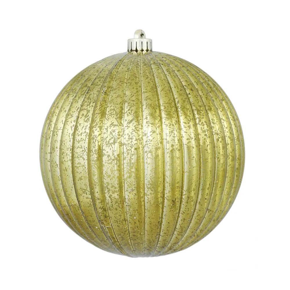 4PK - 6" Olive Mercury Pumpkin Ball Shatterproof Christmas Ornaments