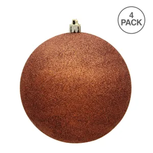 4PK - Vickerman 6 in. Copper Glitter Ball Christmas Ornament