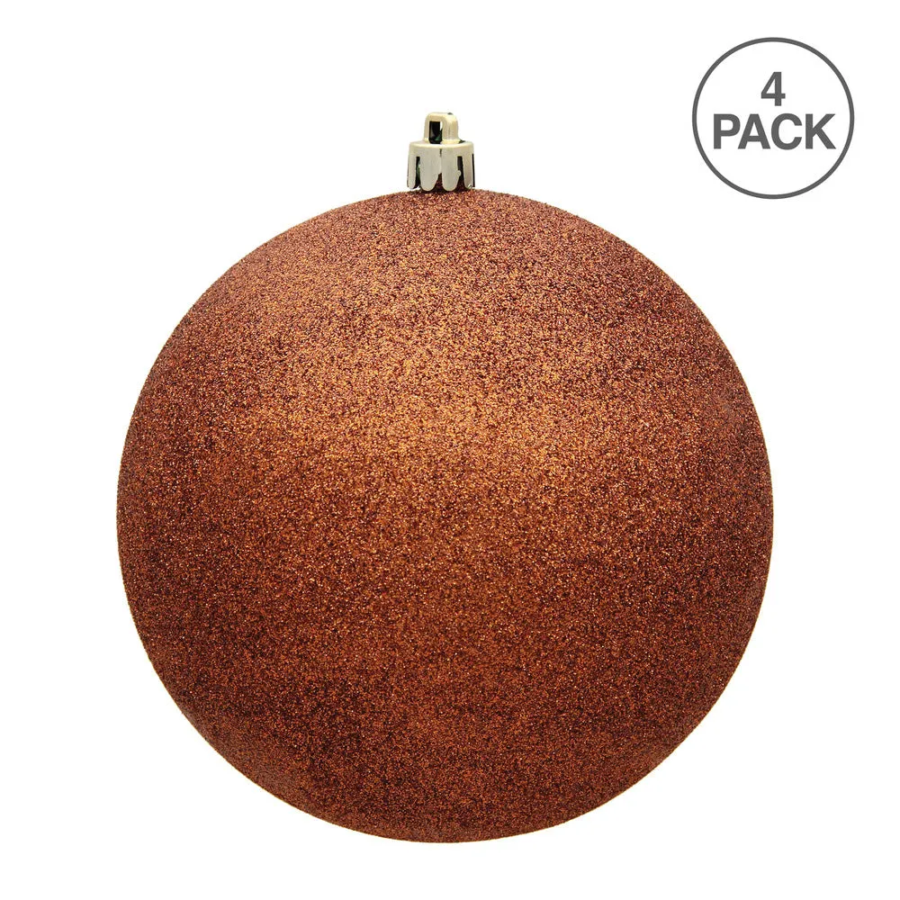 4PK - Vickerman 6 in. Copper Glitter Ball Christmas Ornament