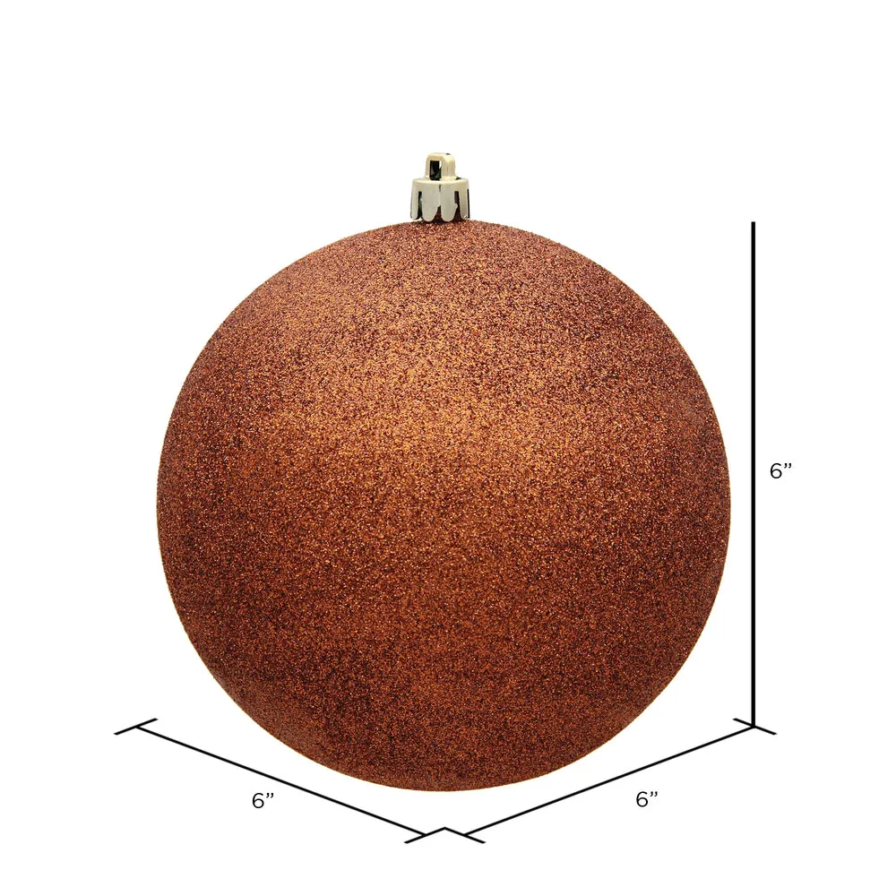 4PK - Vickerman 6 in. Copper Glitter Ball Christmas Ornament