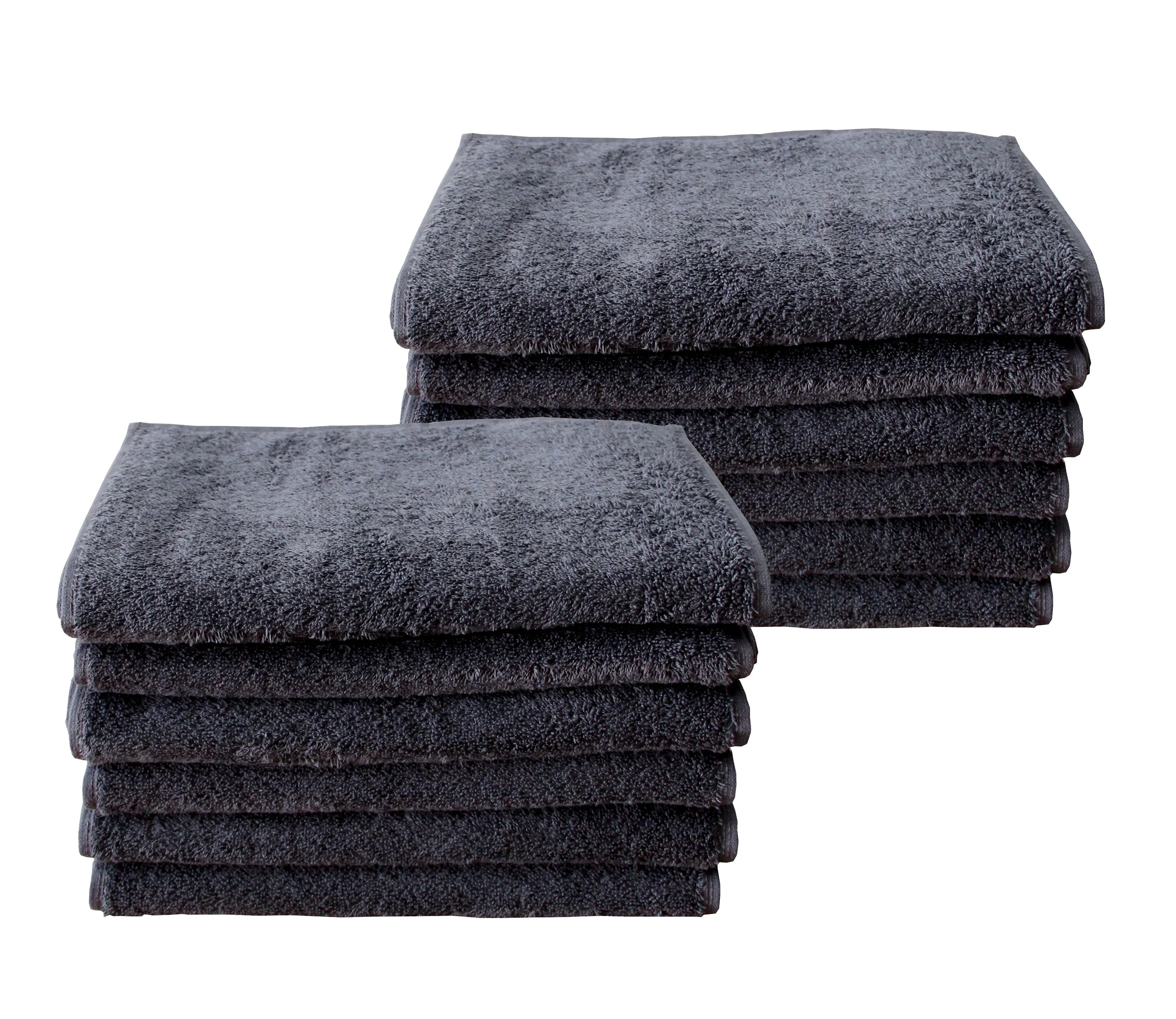 600gsm Dark Grey Face Towels Wash Cloths Flannels Turkish Cotton