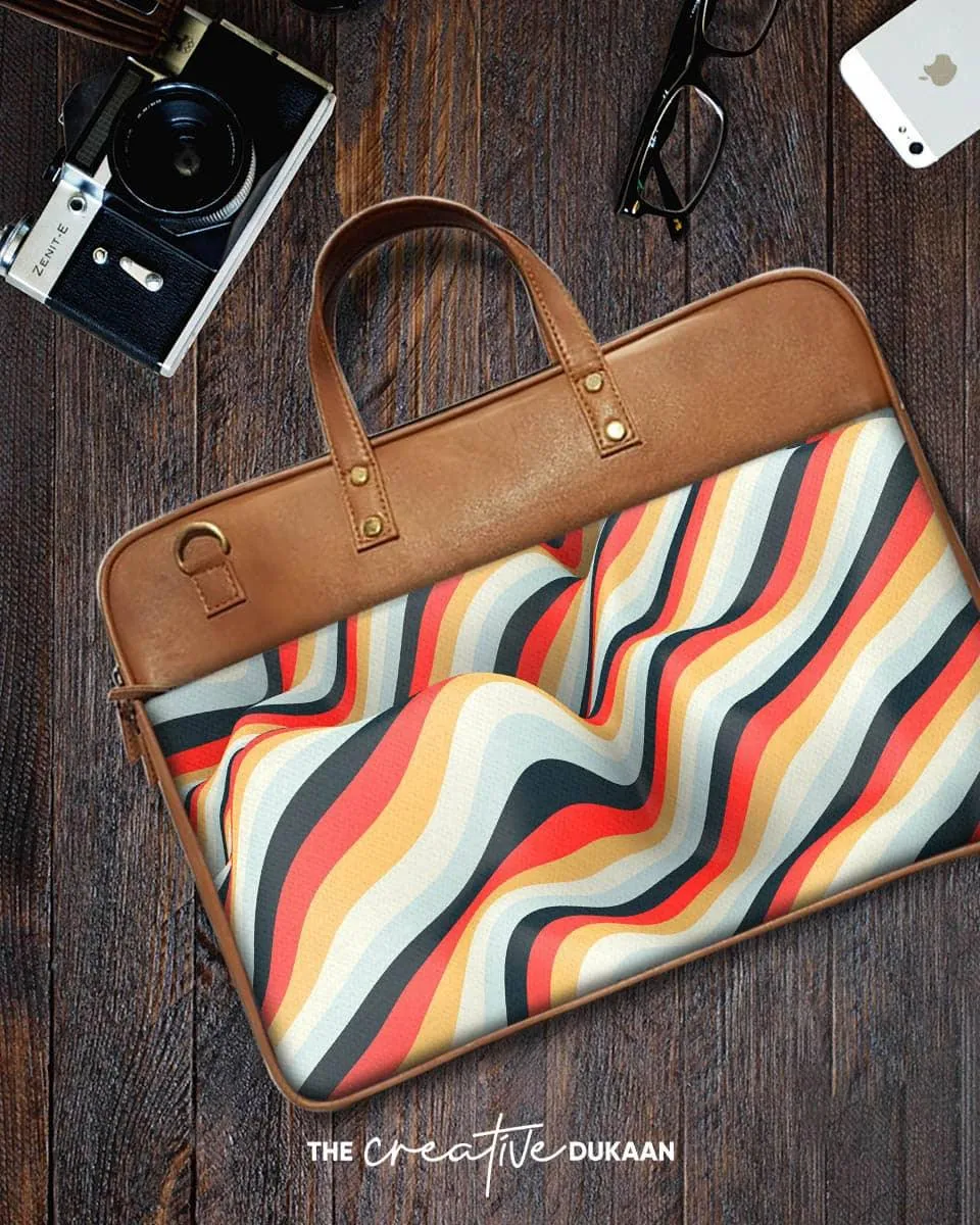 Abstract Waves - The Vegan Leather Laptop Bag