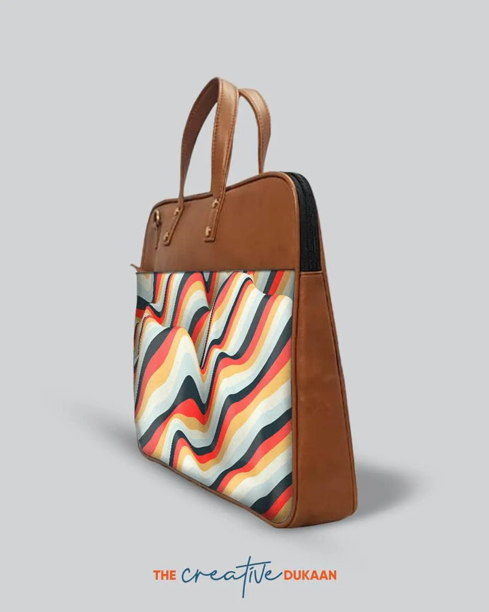 Abstract Waves - The Vegan Leather Laptop Bag