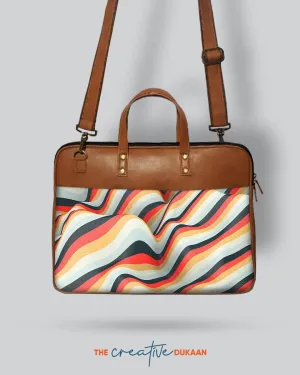 Abstract Waves - The Vegan Leather Laptop Bag