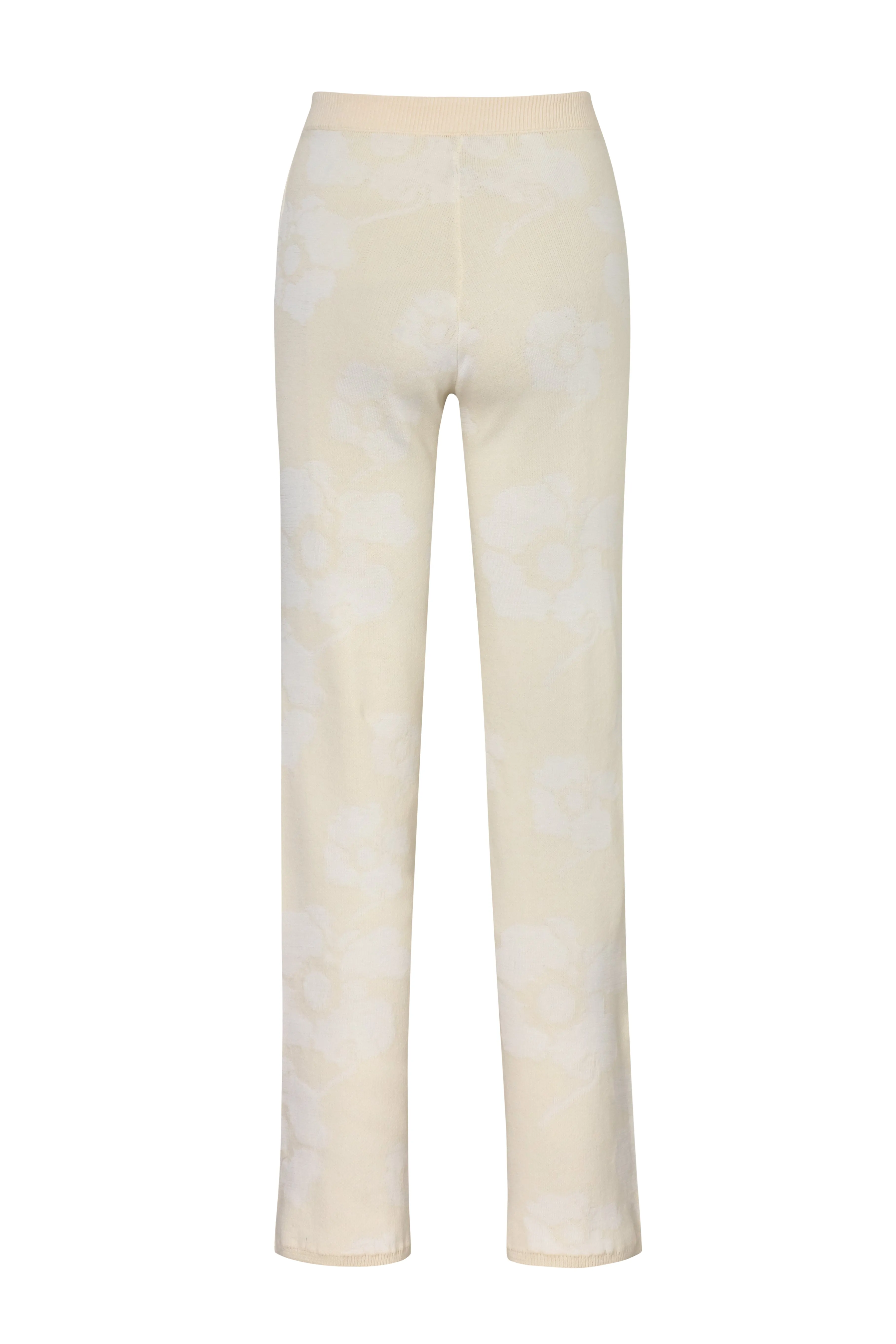 Alba Knit Cotton Jacquard Pants / Ivory Maxi Flowers