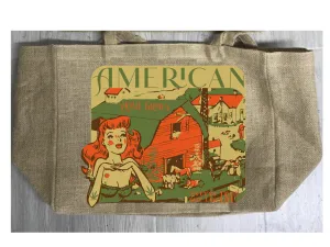 AMERICAN HOMEGROWN MARIJUANA BURLAP TOTE BAG