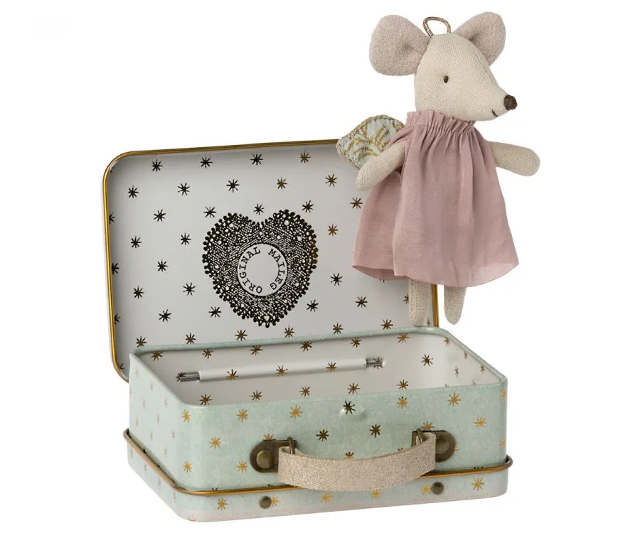 Angel mouse in suitcase