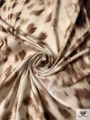 Animal Pattern Fine Brushed Stretch Cotton Sateen - Beige / Brown / Black