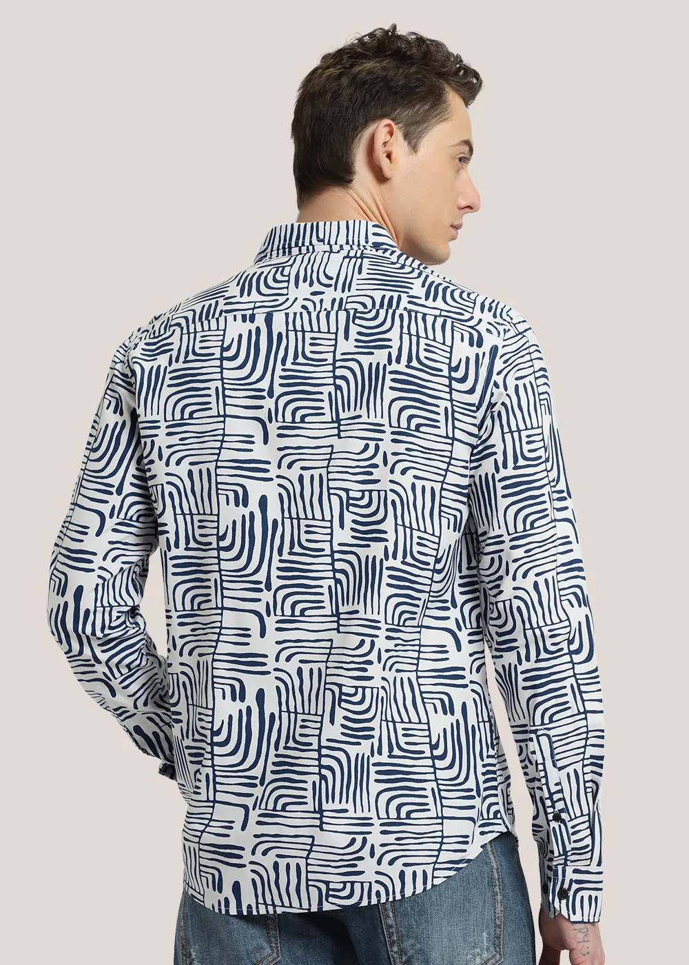 Art Deco White Printed Shirt