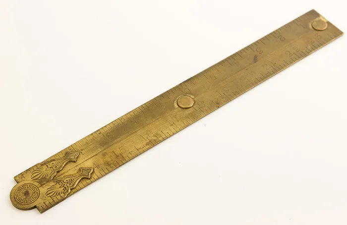 Astonishingly Crisp RABONE Ornate Brass Folding Rule - 45131