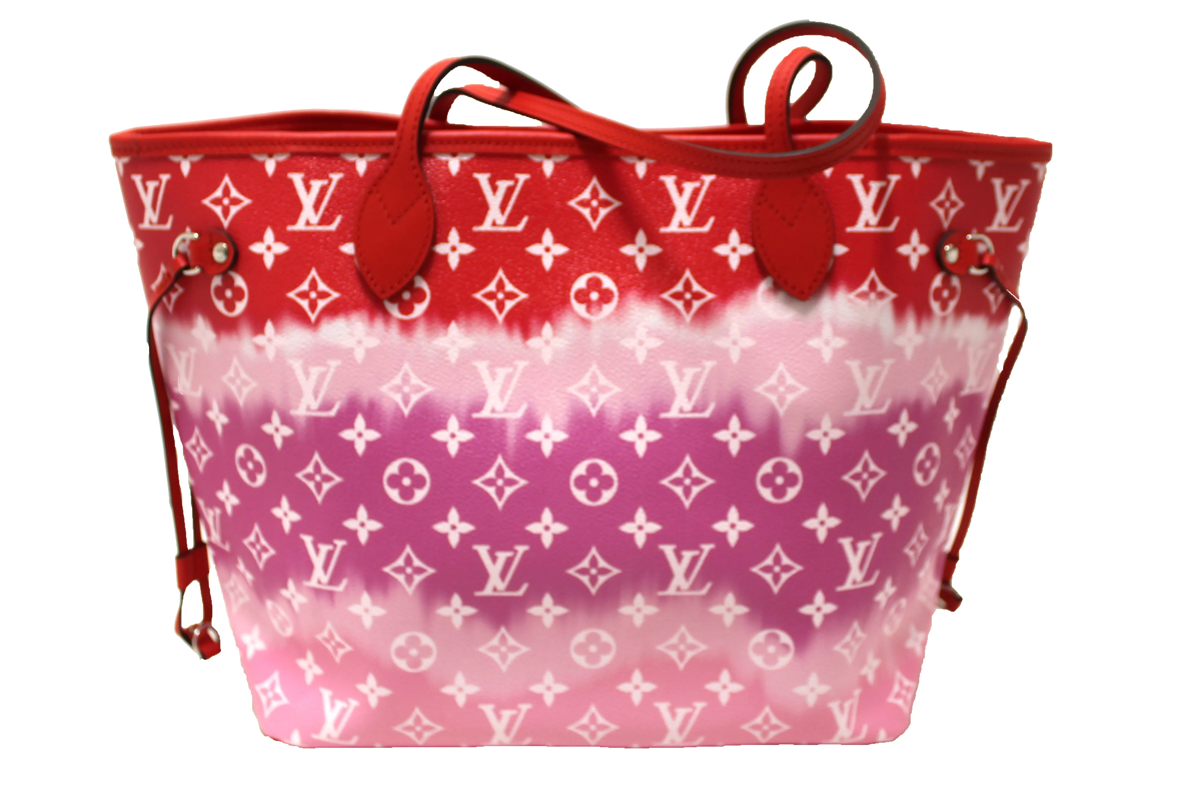 Authentic NEW Louis Vuitton Pink/Red Escale Giant Monogram Neverfull MM Shoulder Bag