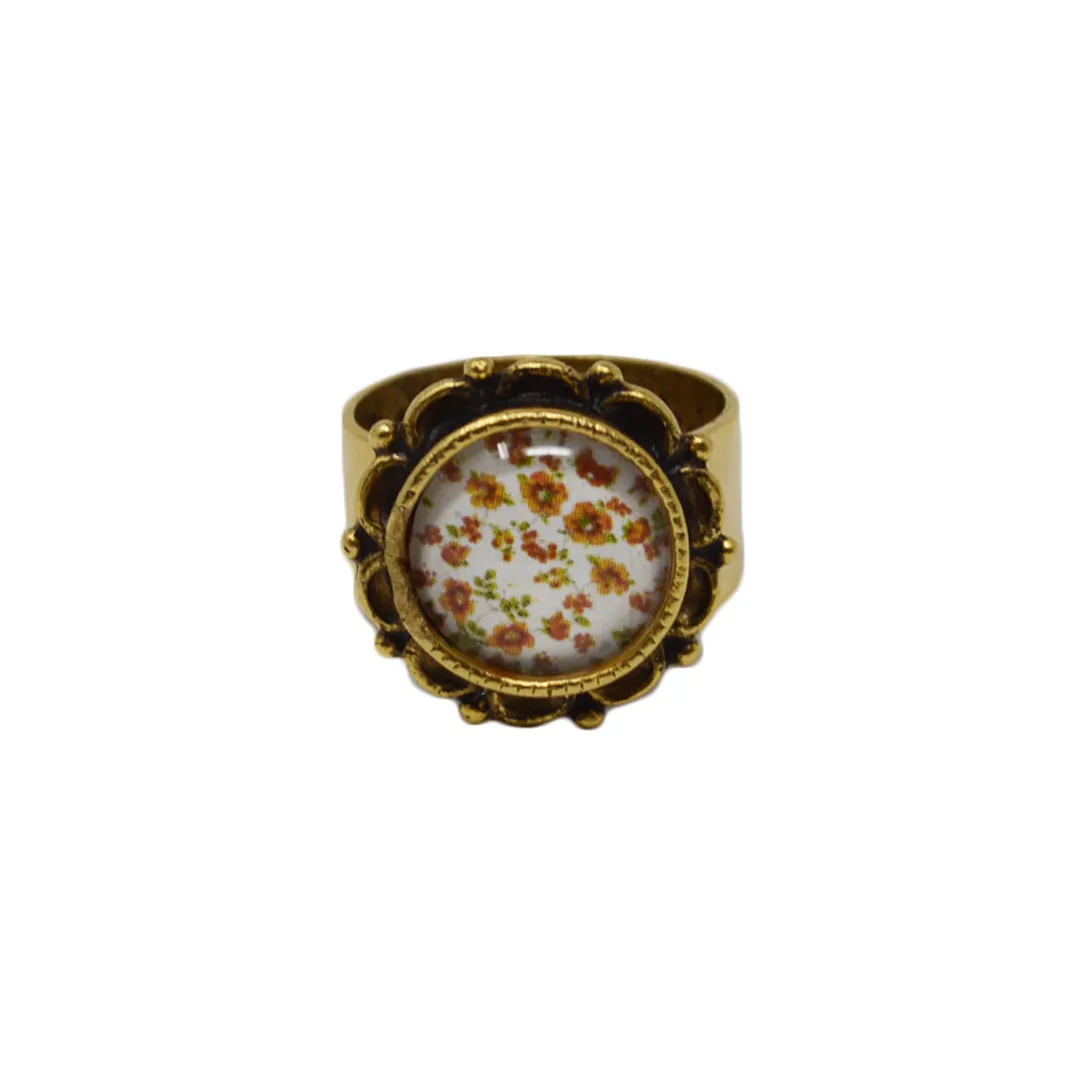 Autumn Fields Floral Adjustable Ornate Ring