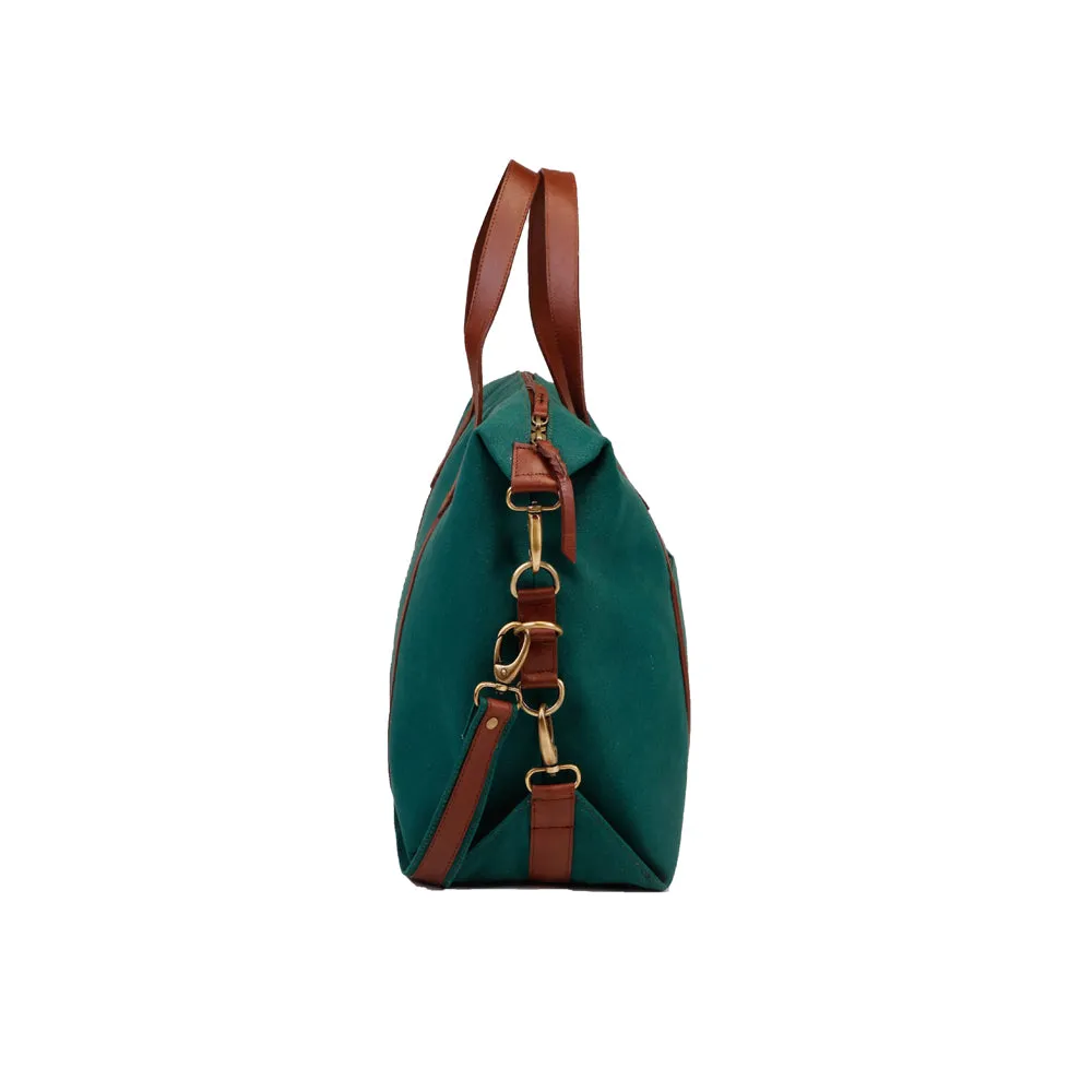 Baron Laptop Bag - Green Canvas & Leather