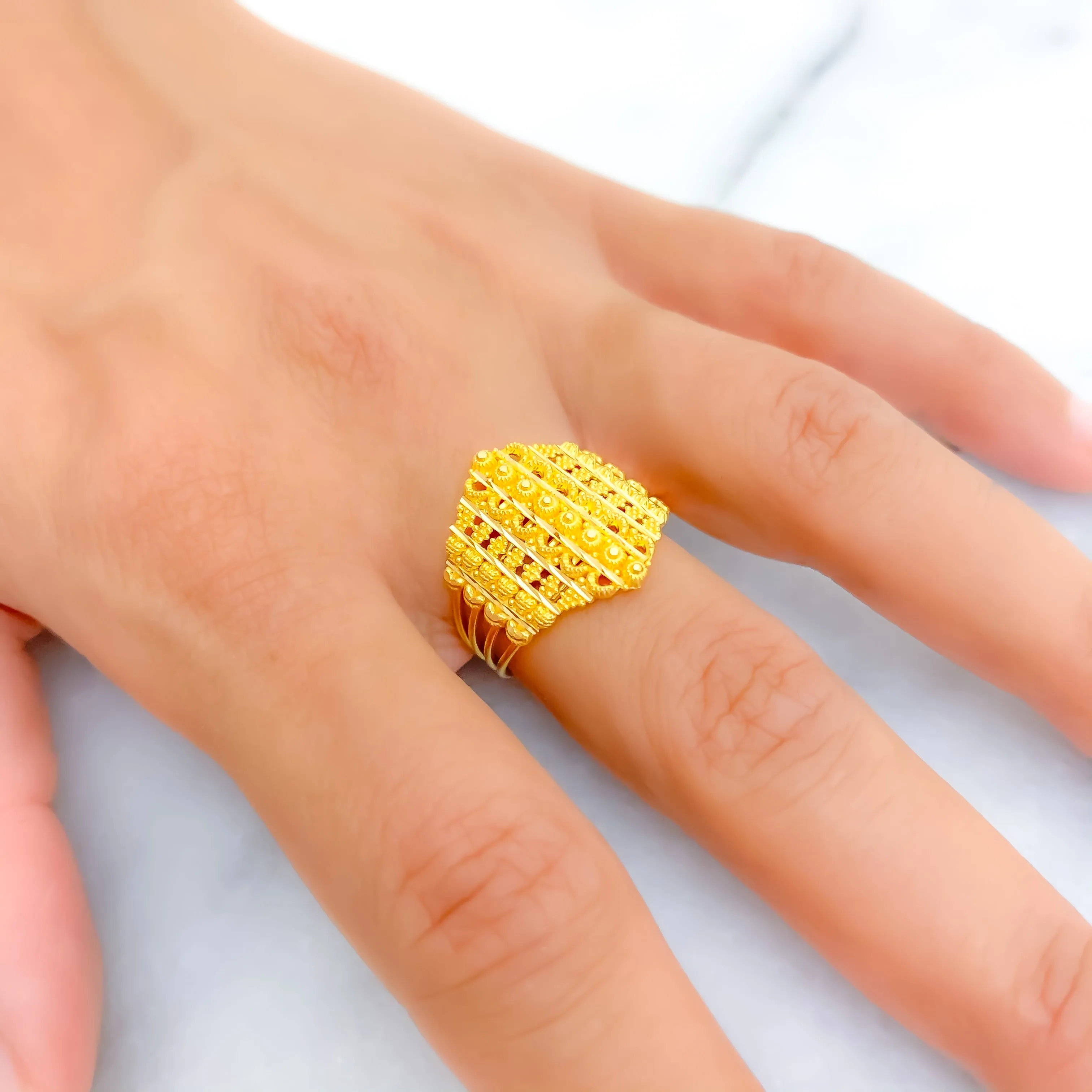 Beautiful Geometric 22K Gold Ring