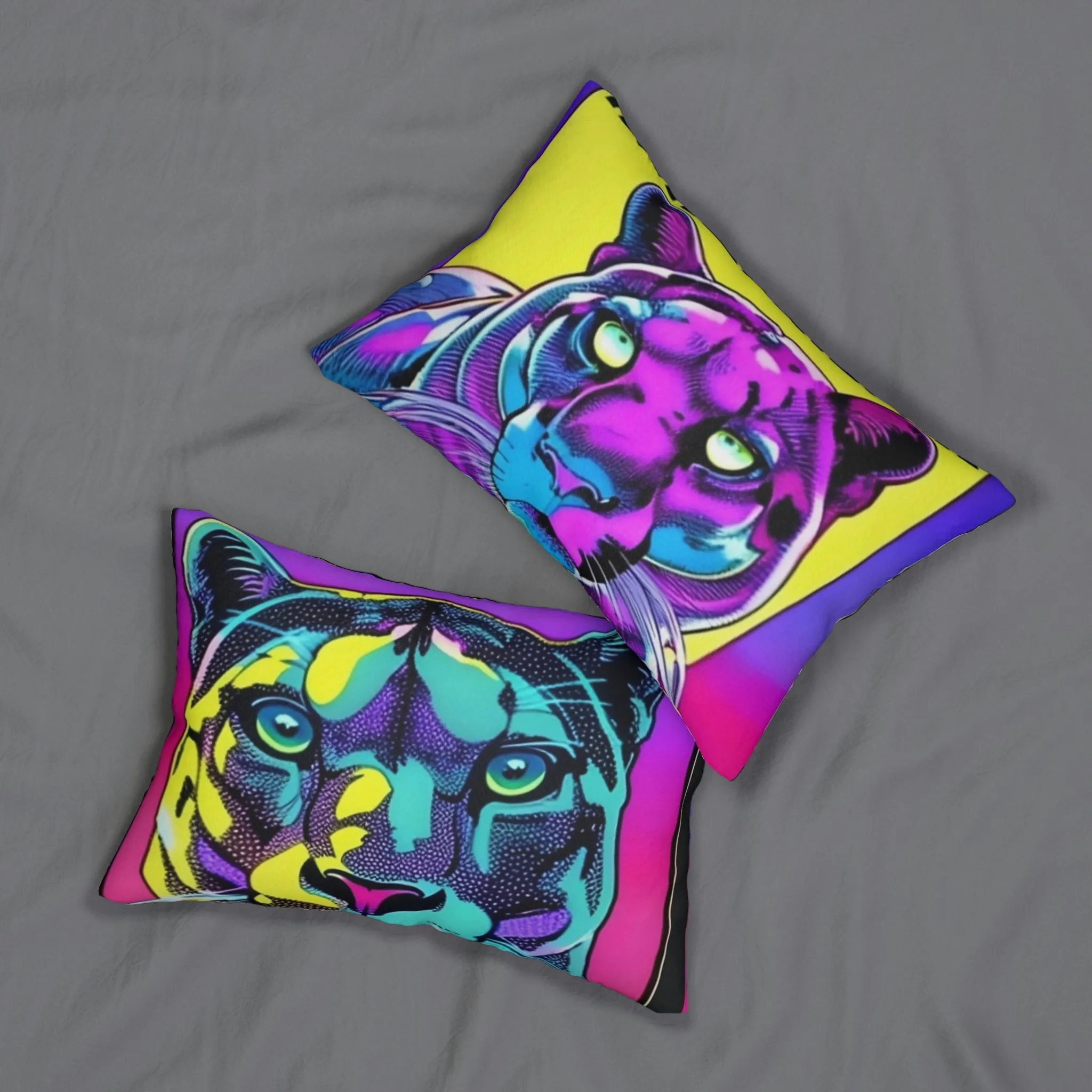 Beautiful Panther Polyester Lumbar Pillow