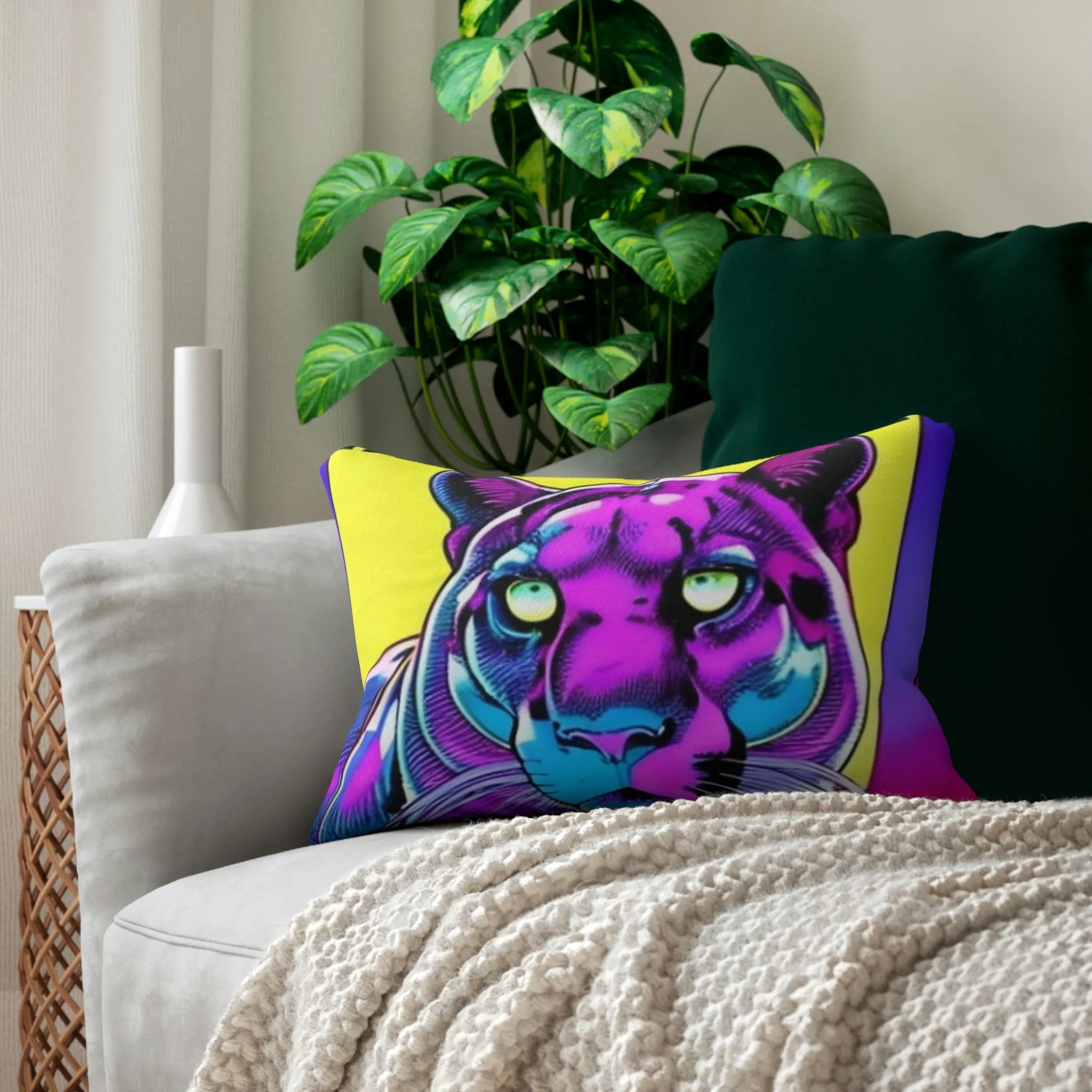 Beautiful Panther Polyester Lumbar Pillow