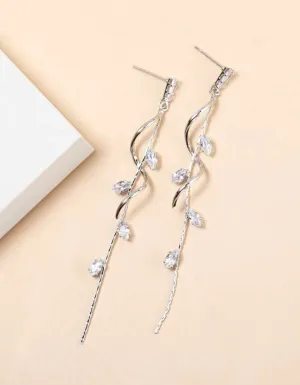 Beautiful Silver Leaf Drop Earrings