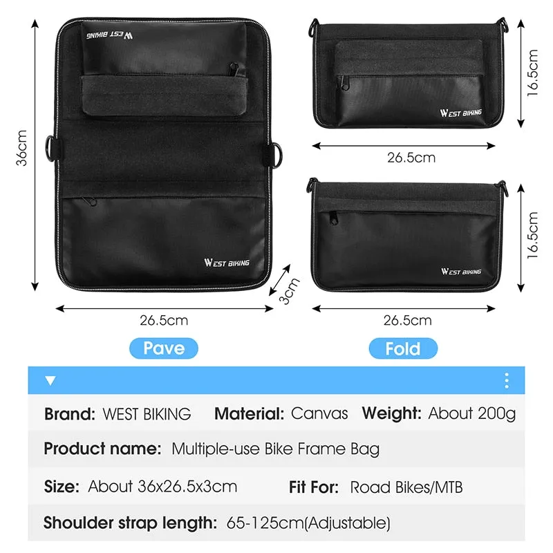 Bicycle Frame Bag Multifunctional Shoulder Bag MTB Mountain Road Bike Repair Tools Pannier Cycling Phone Storage Bag