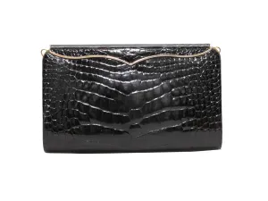 Black Lana Marks Cleopatra Crocodile Evening Bag