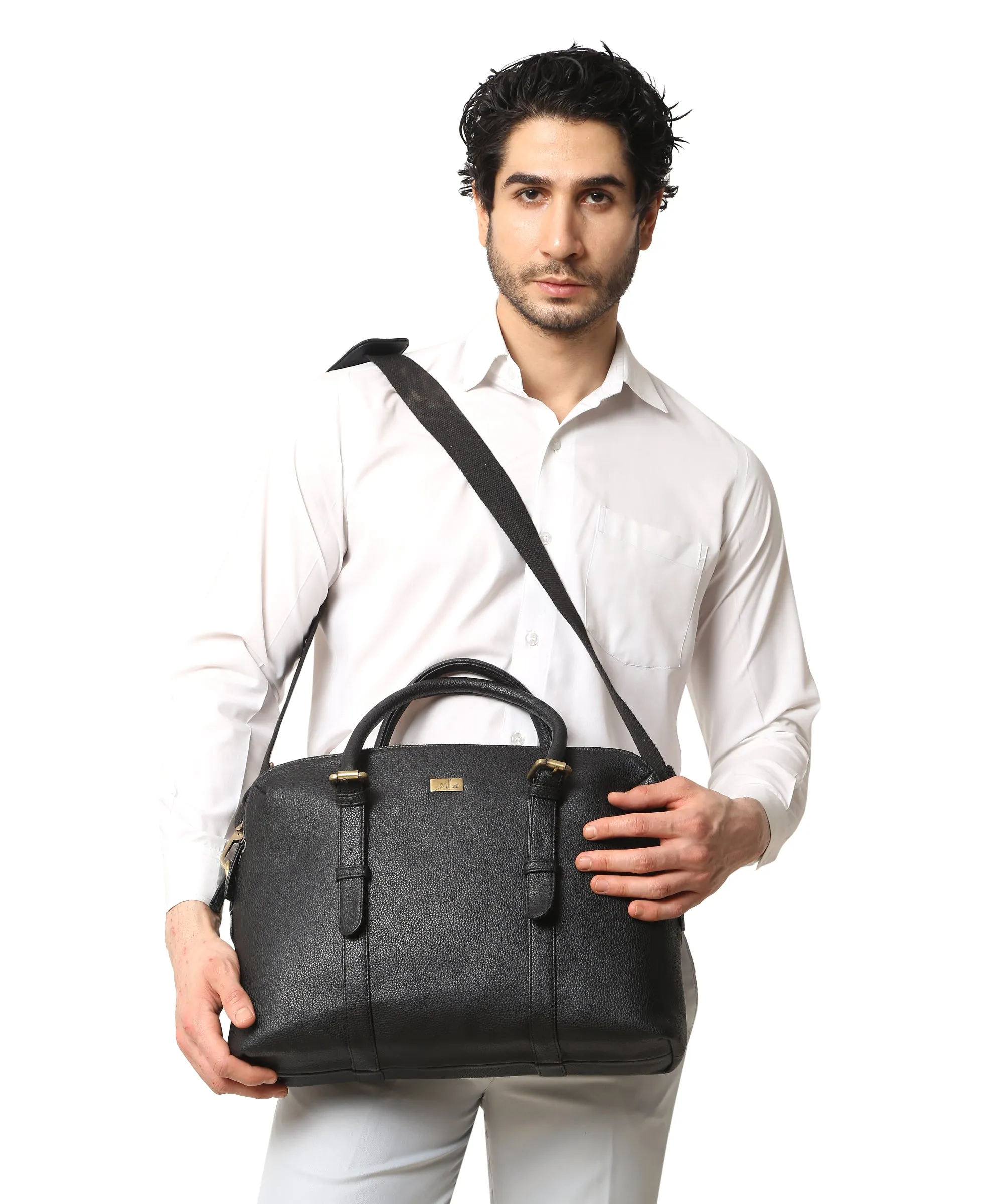 Black Multicompartment Laptop Bag for Men