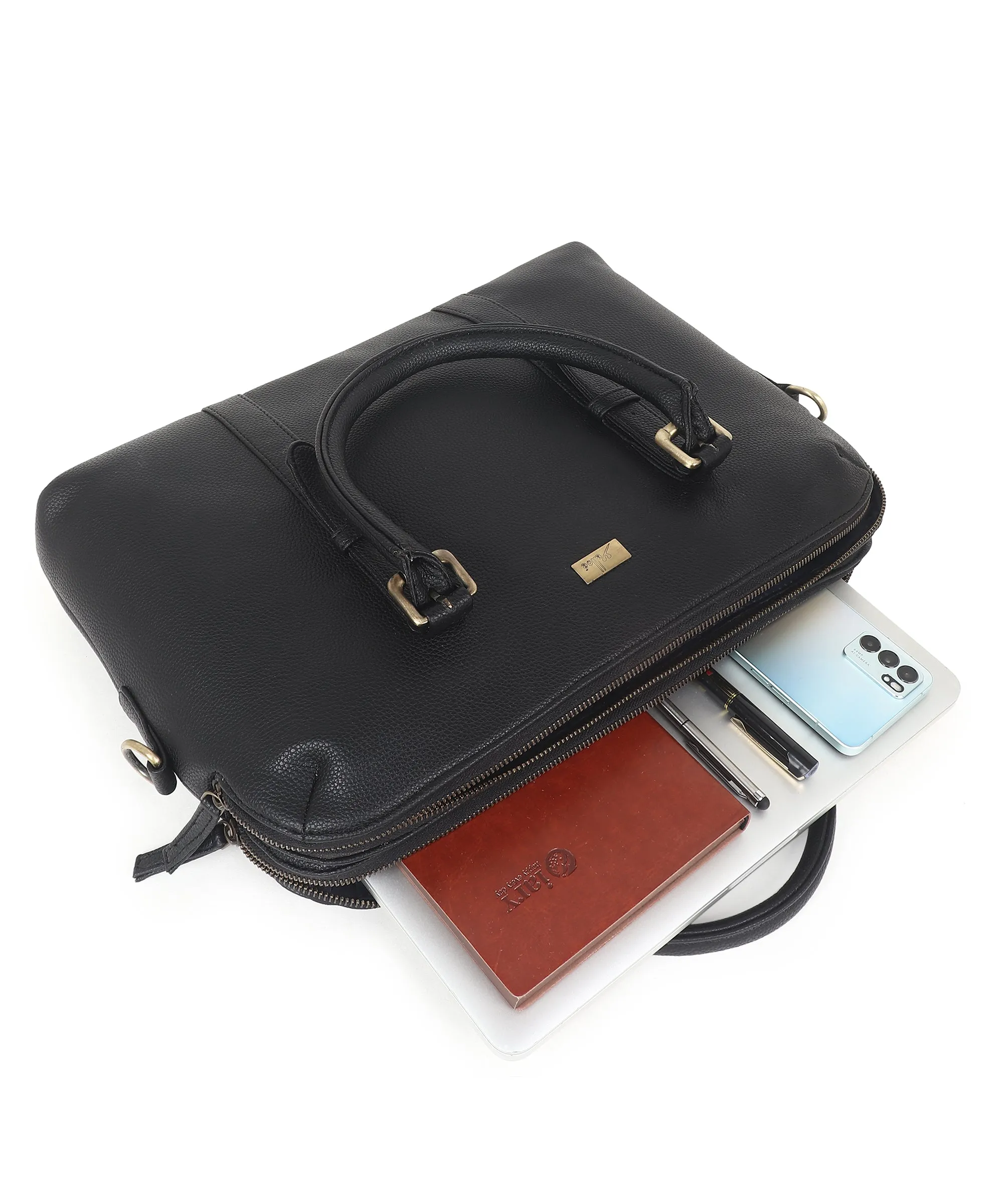 Black Multicompartment Laptop Bag for Men