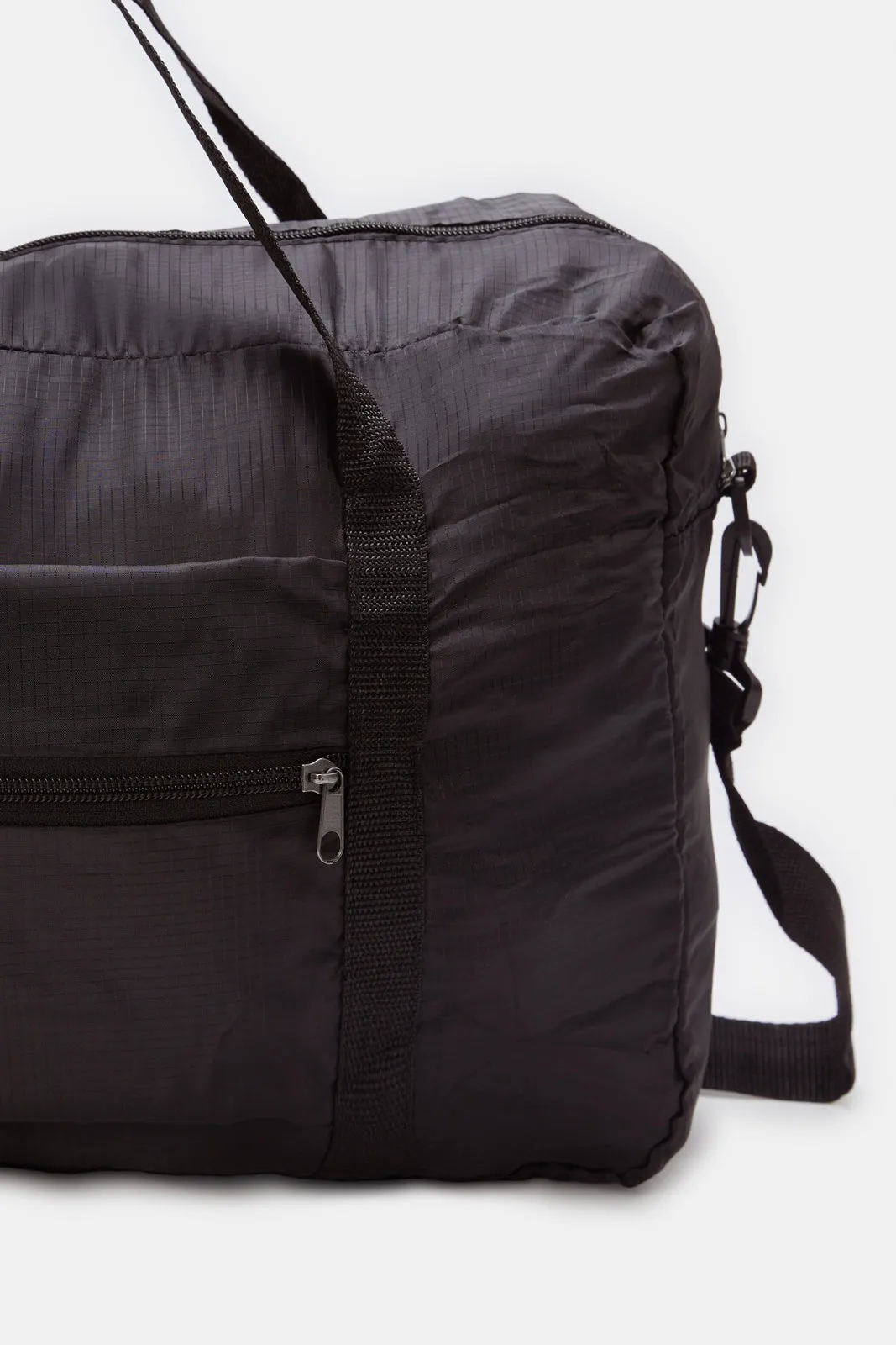 Black Plain Foldable Travel Bag