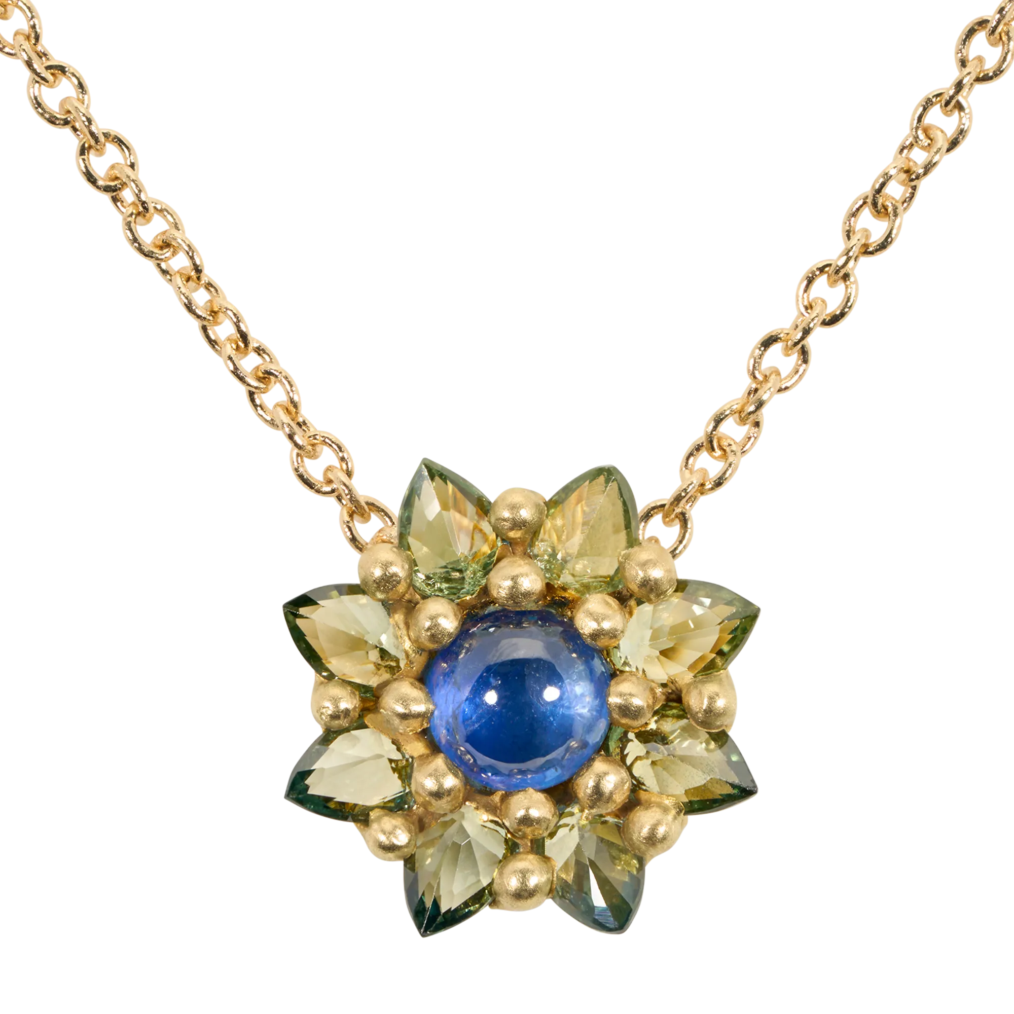 Blue & Green Daisy Necklace - 11670