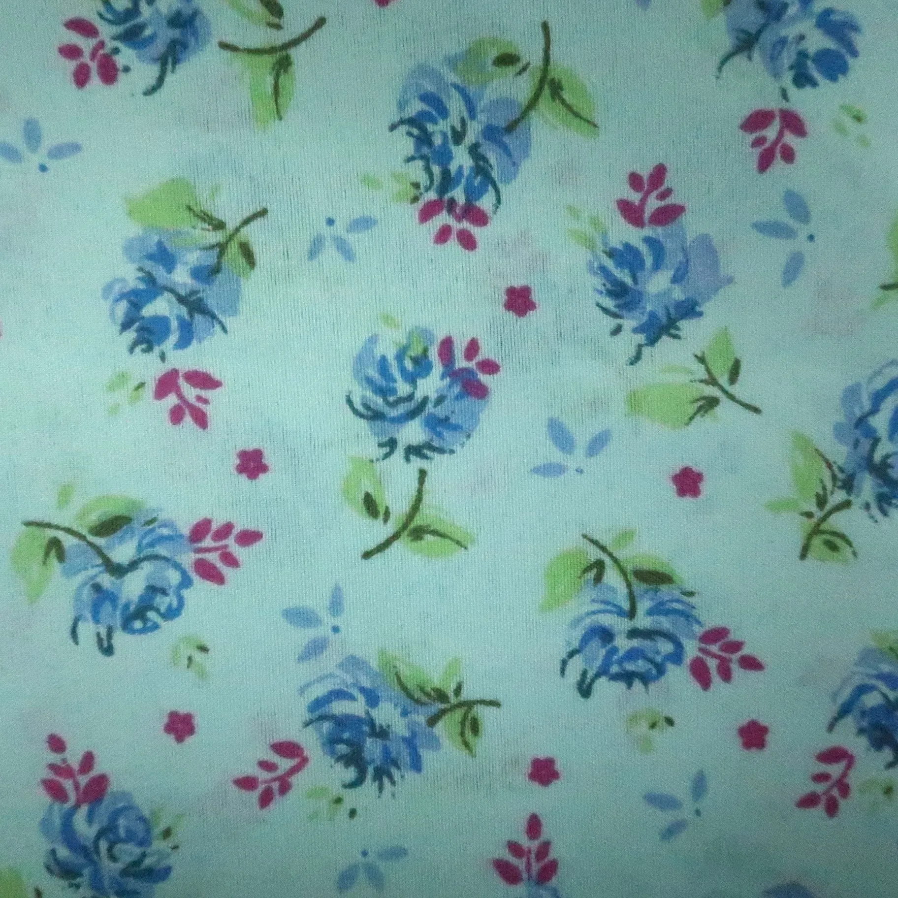 Blue Flowers on Blue Background Cotton Blended Broadcloth