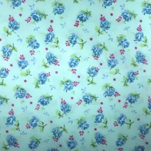 Blue Flowers on Blue Background Cotton Blended Broadcloth